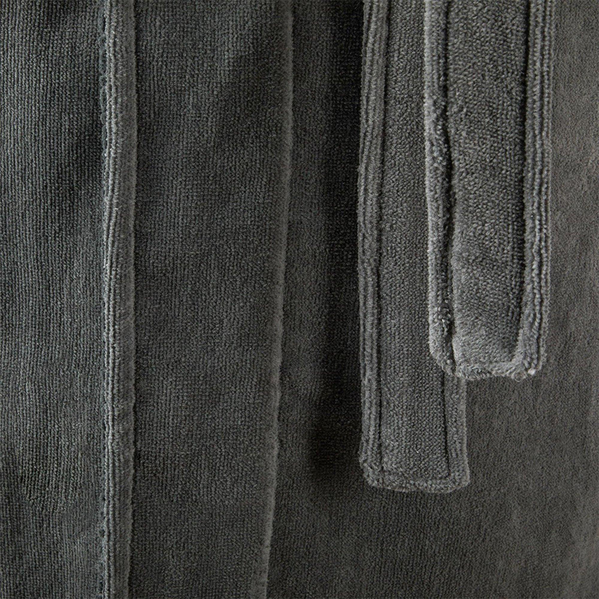 Charcoal - Boss Home - Unisex Double B Cotton V-Neck Bathrobe - 3