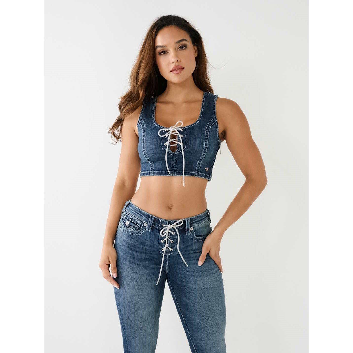 Ljubav u magli - True Religion - Crystal Lace-Up Denim Corset Top - 1