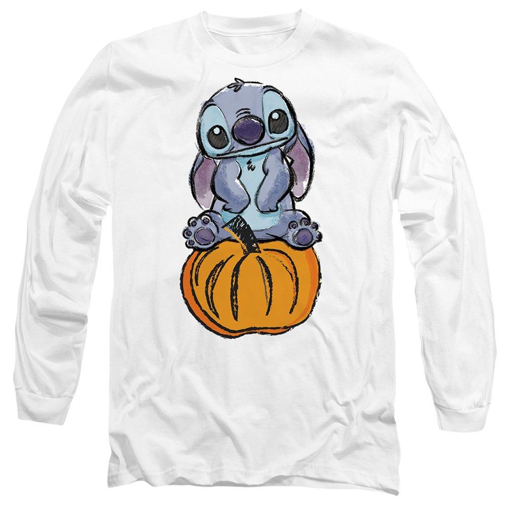 White - Disney - Lilo Stitch Pumpkin Sketch Long Sleeve T-Shirt Wh - 1