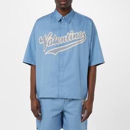 Valentino Short Sleeve Logo Patch Bowling Shirt