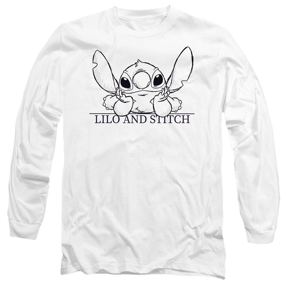 White - Disney - Lilo Stitch Relax Sketch Long Sleeve T-Shirt Whit - 1