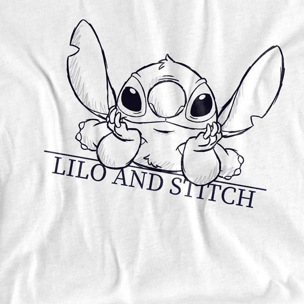 White - Disney - Lilo Stitch Relax Sketch Long Sleeve T-Shirt Whit - 2