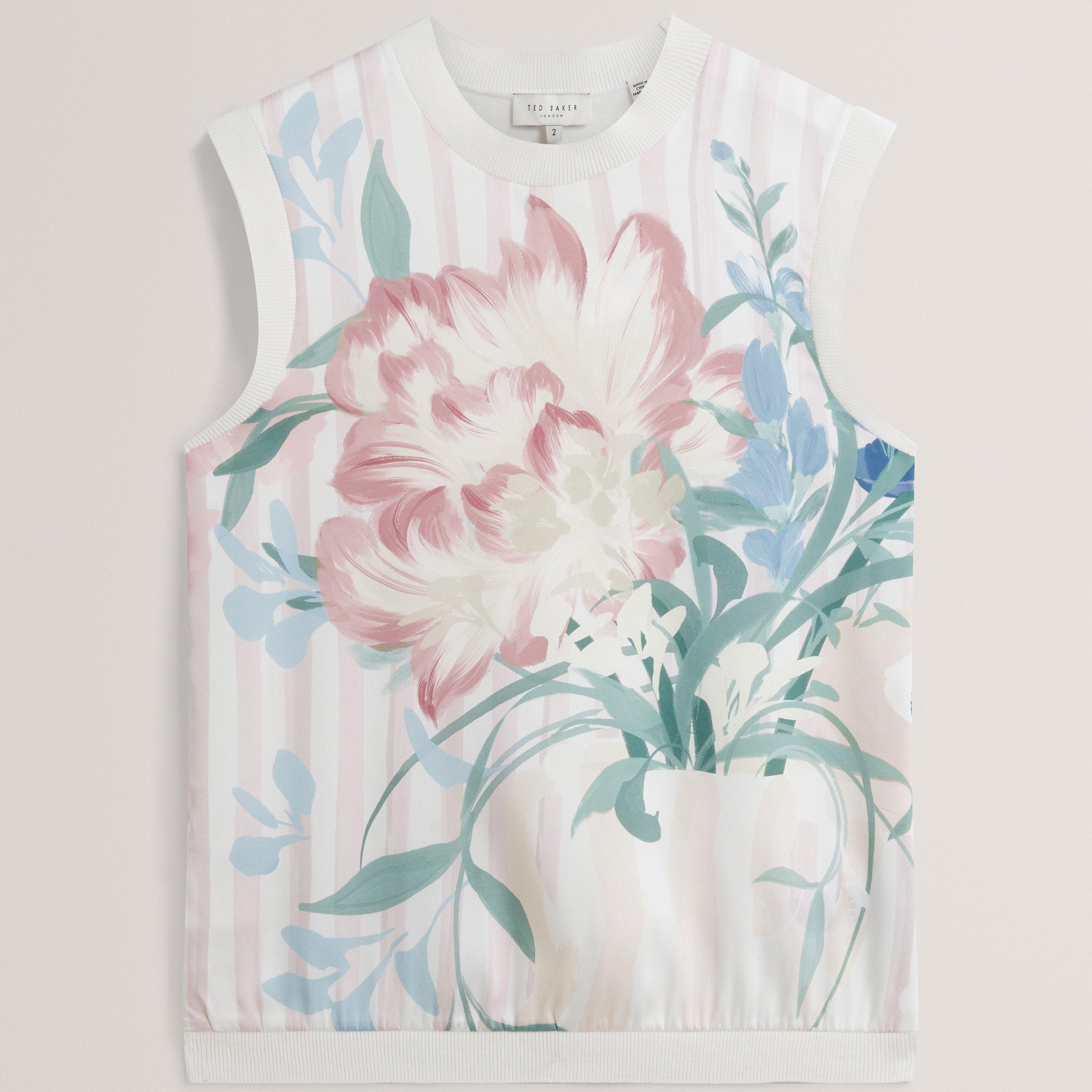 Ted Baker Floral Printed Front Knit Tank Top In Pink