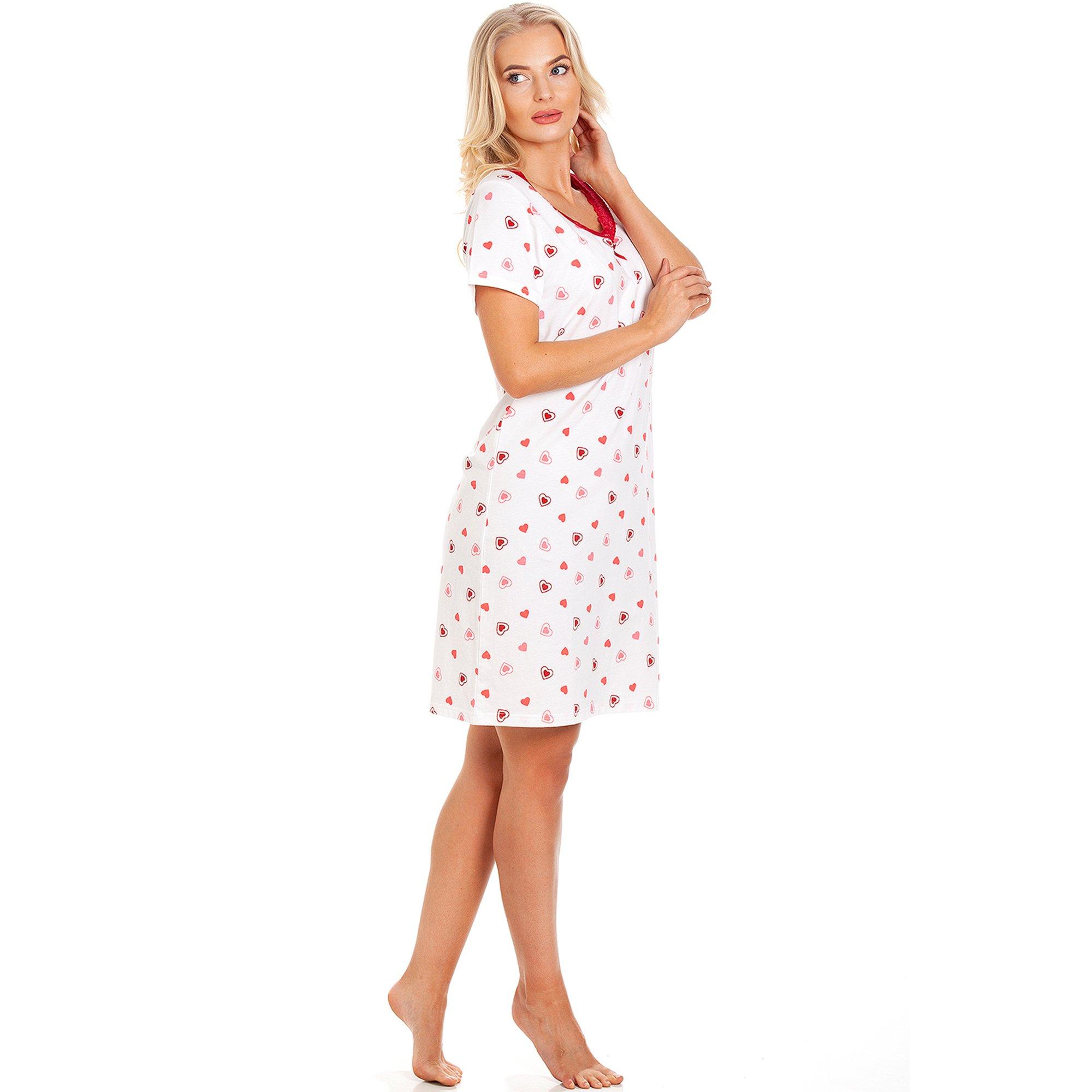 Bijela - Camille - Short Sleeved Knee Length Nightshirt - 2