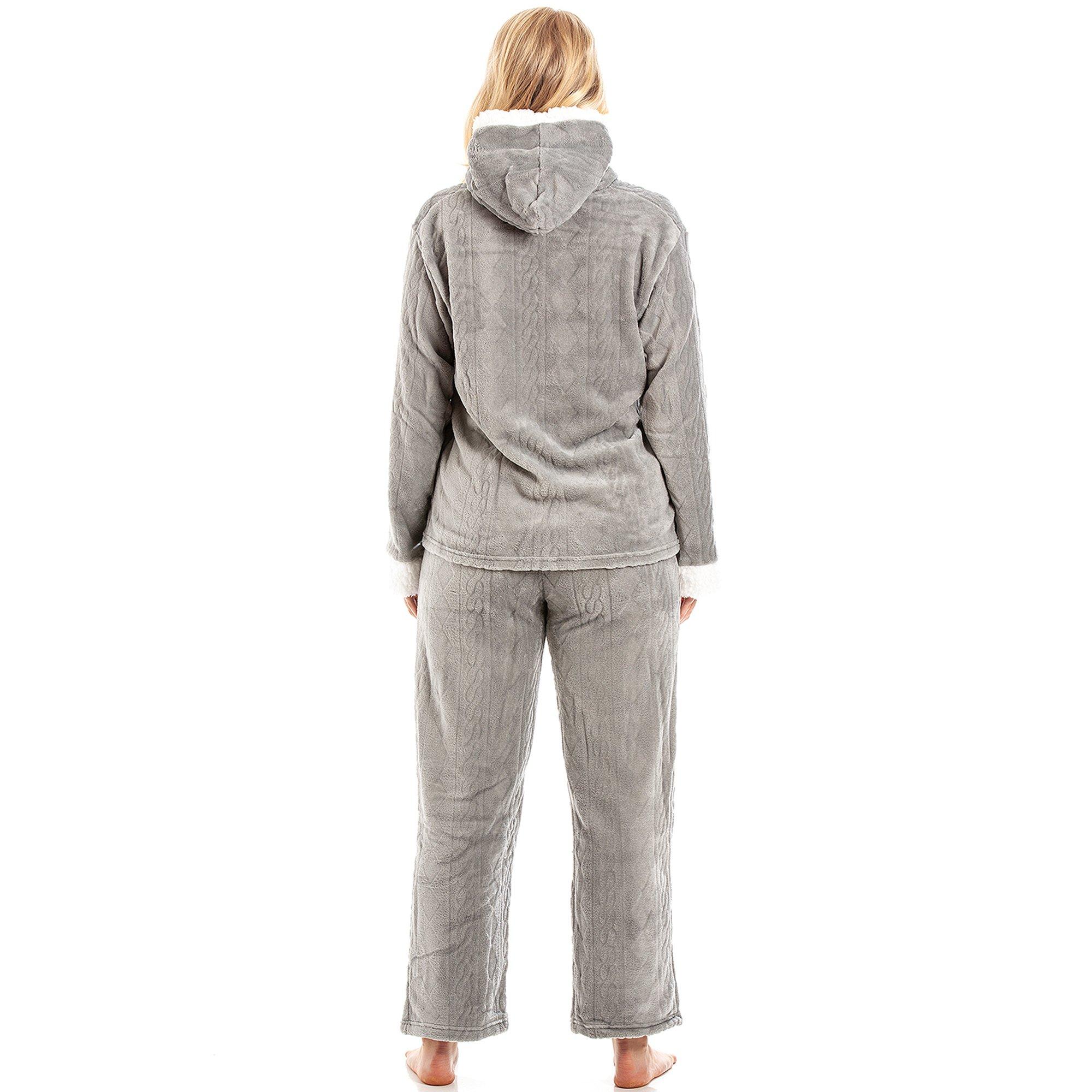 Grey - Camille - Nina Supersoft Fleece Hooded Pyjama Set - 3