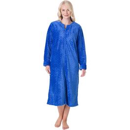 Camille Supersoft Zip Front Embossed Housecoat