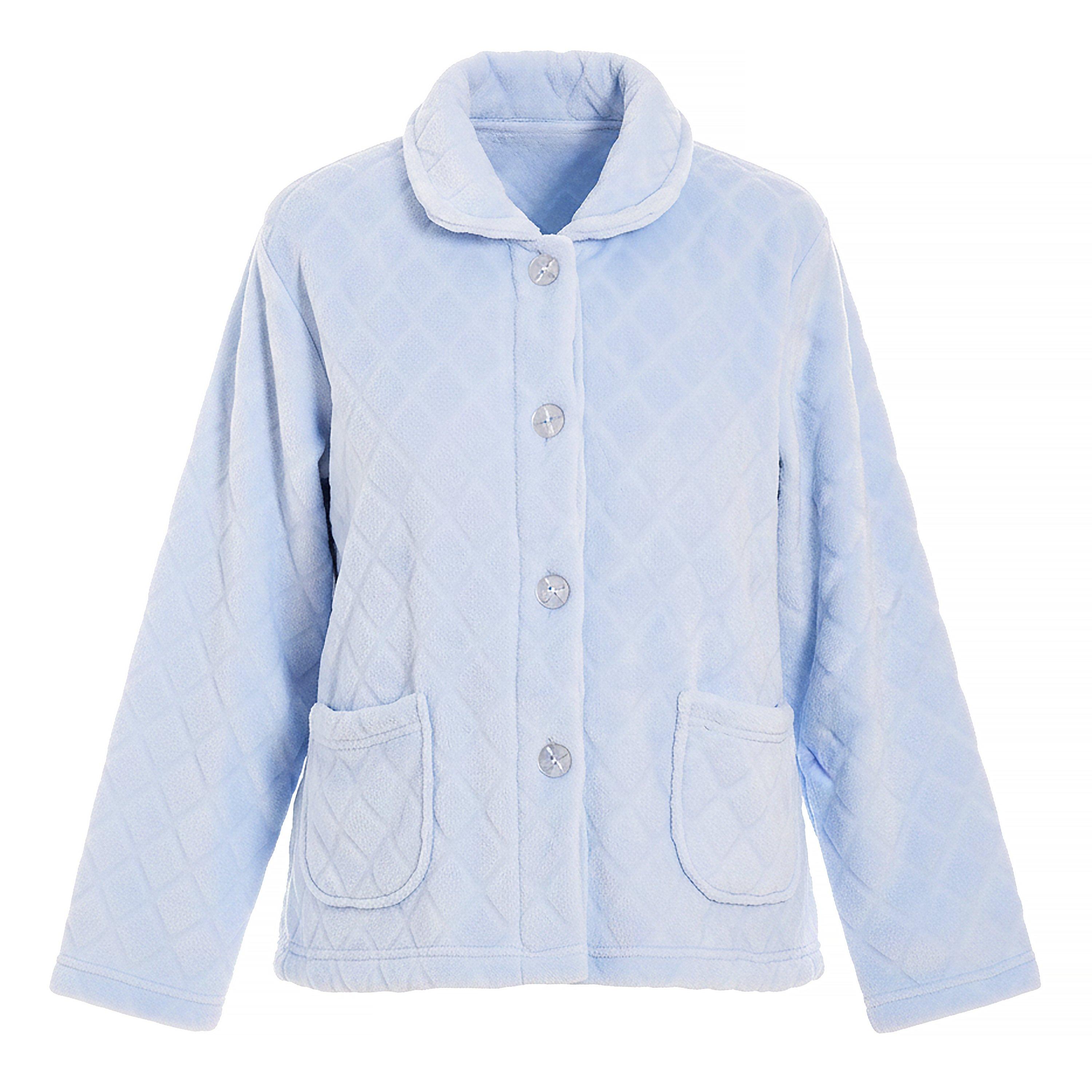 Supersoft Fleece Diamond Print Bed Jacket with Pockets