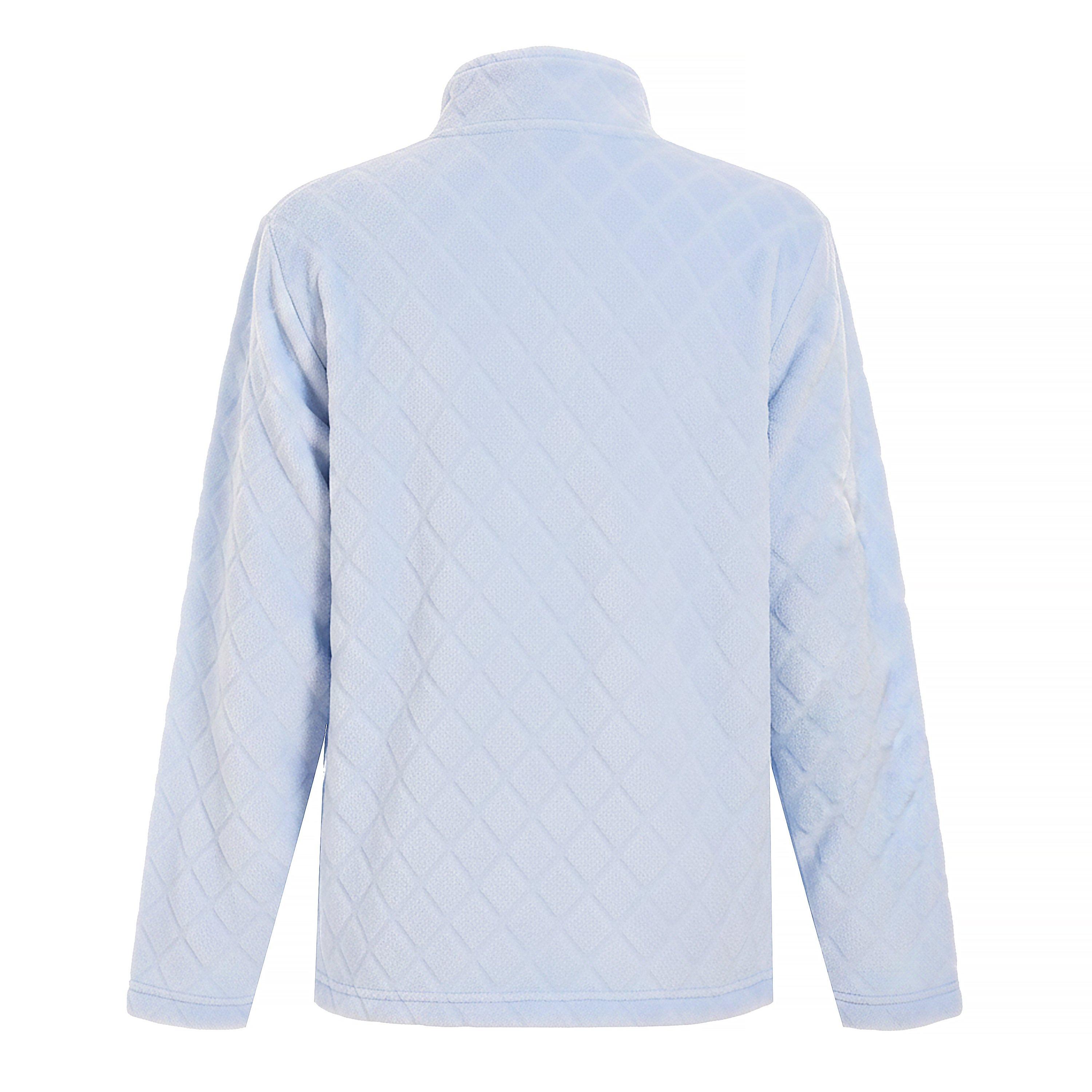 Diamond Blue - Camille - Supersoft Fleece Diamond Print Bed Jacket with Pockets - 2