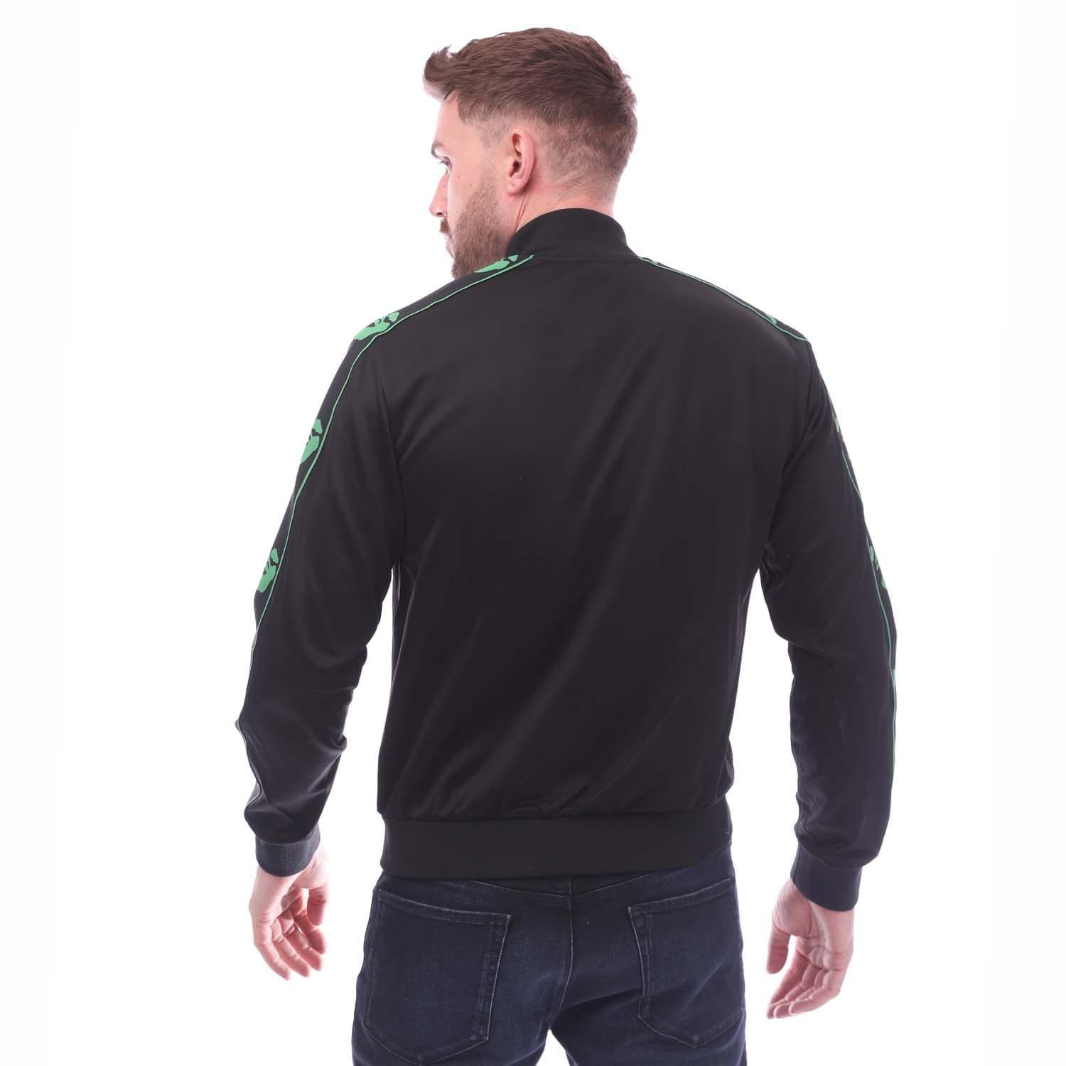 Black - Off White - Men's Slim Track Top Full Zip Hoodie - 2