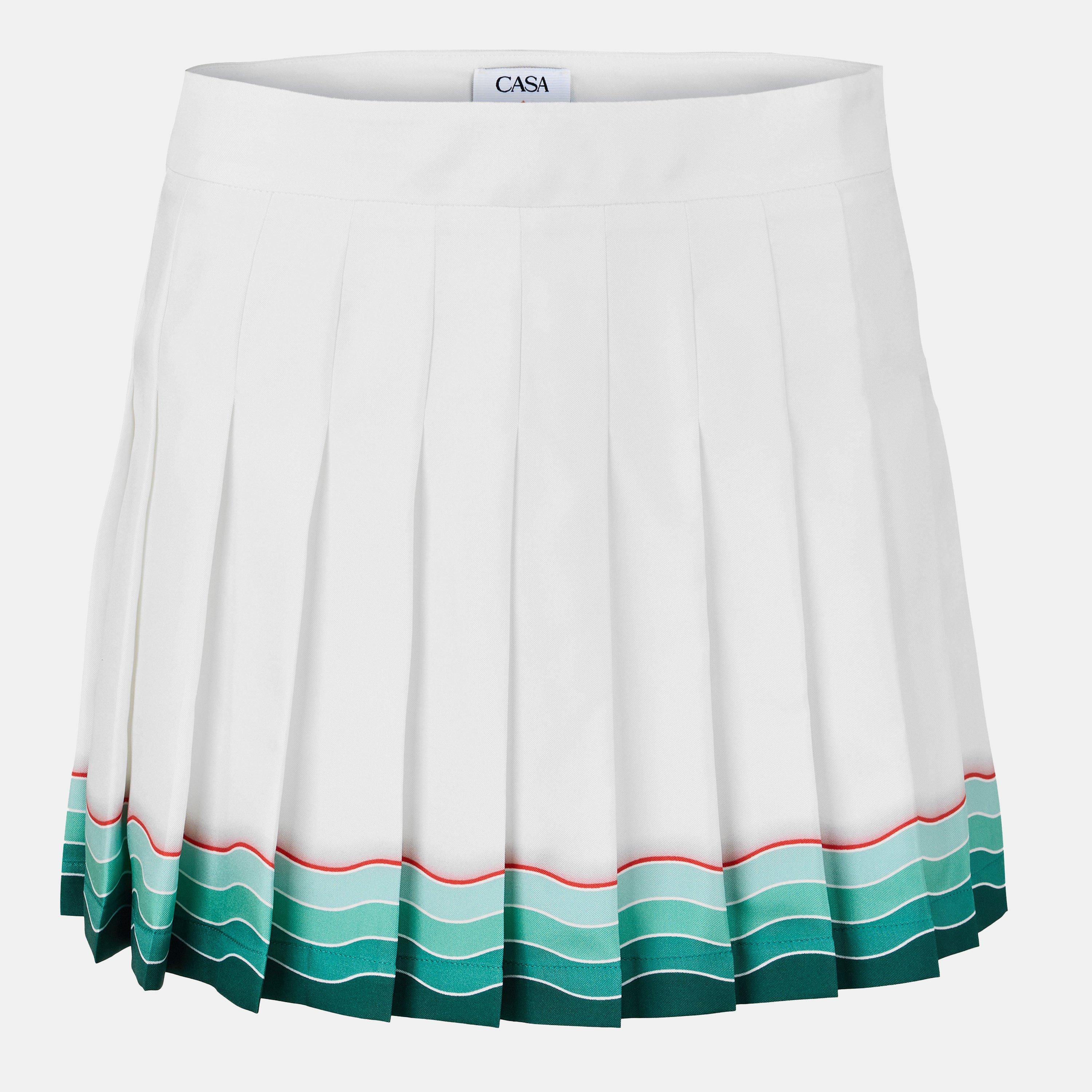 Casablanca Women's Pleat Pleated Mini Skirt - White - Size 12 (M)