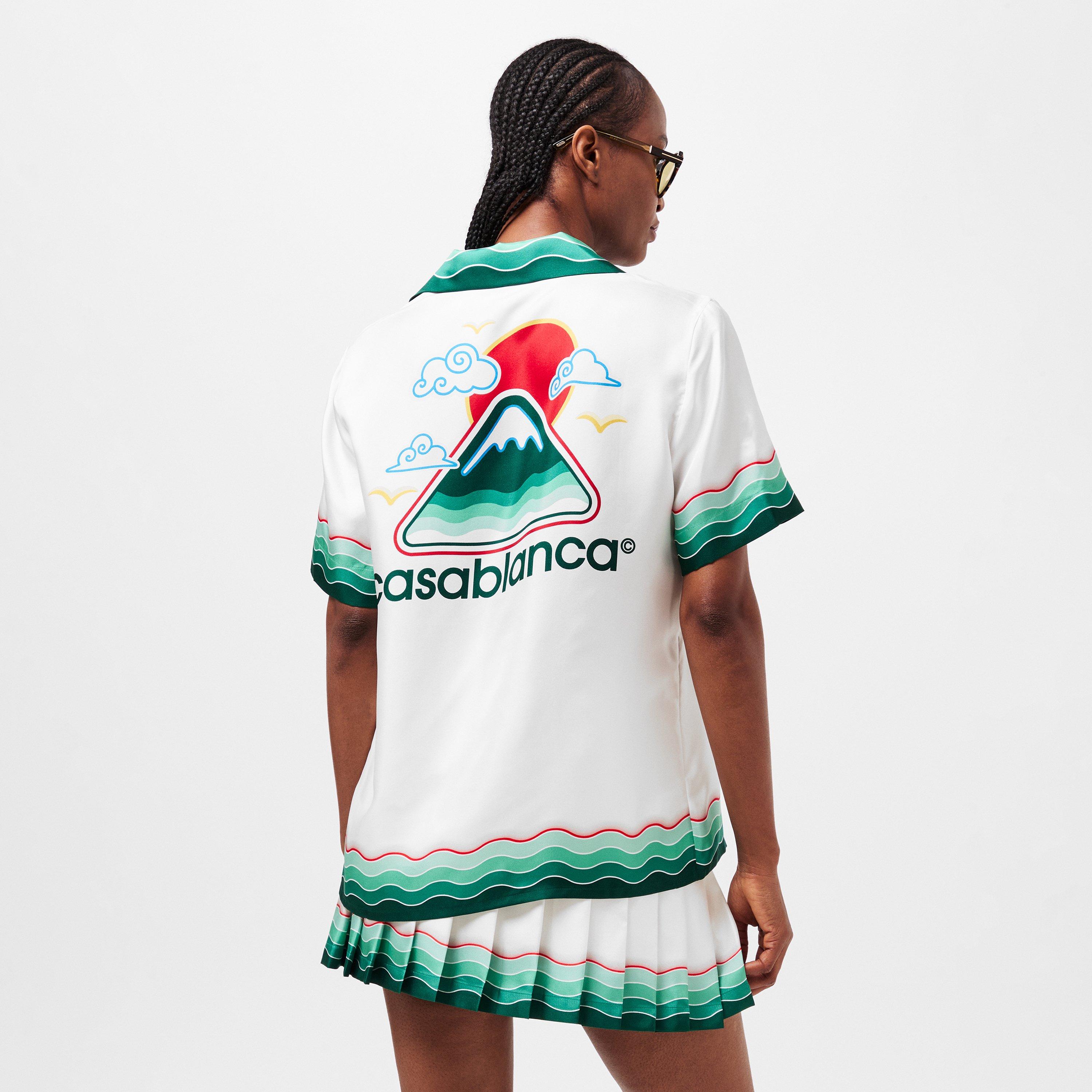 White - Casablanca - Women's Casa Logo Short-Sleeve Bowling Shirt - 4