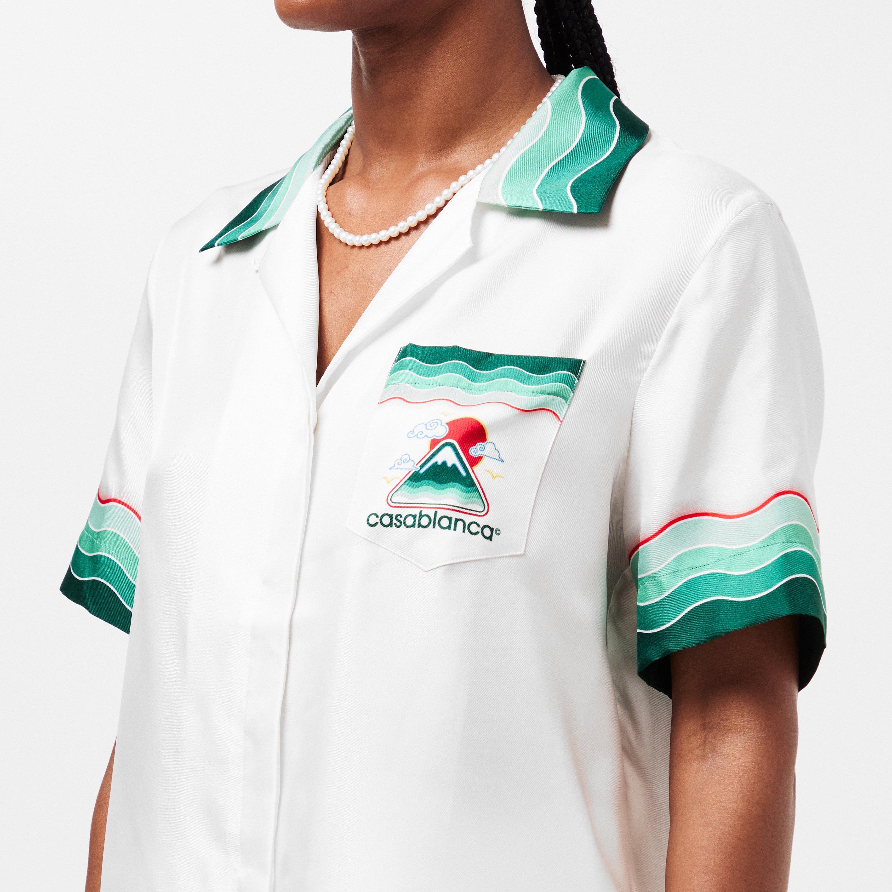 White - Casablanca - Women's Casa Logo Short-Sleeve Bowling Shirt - 5