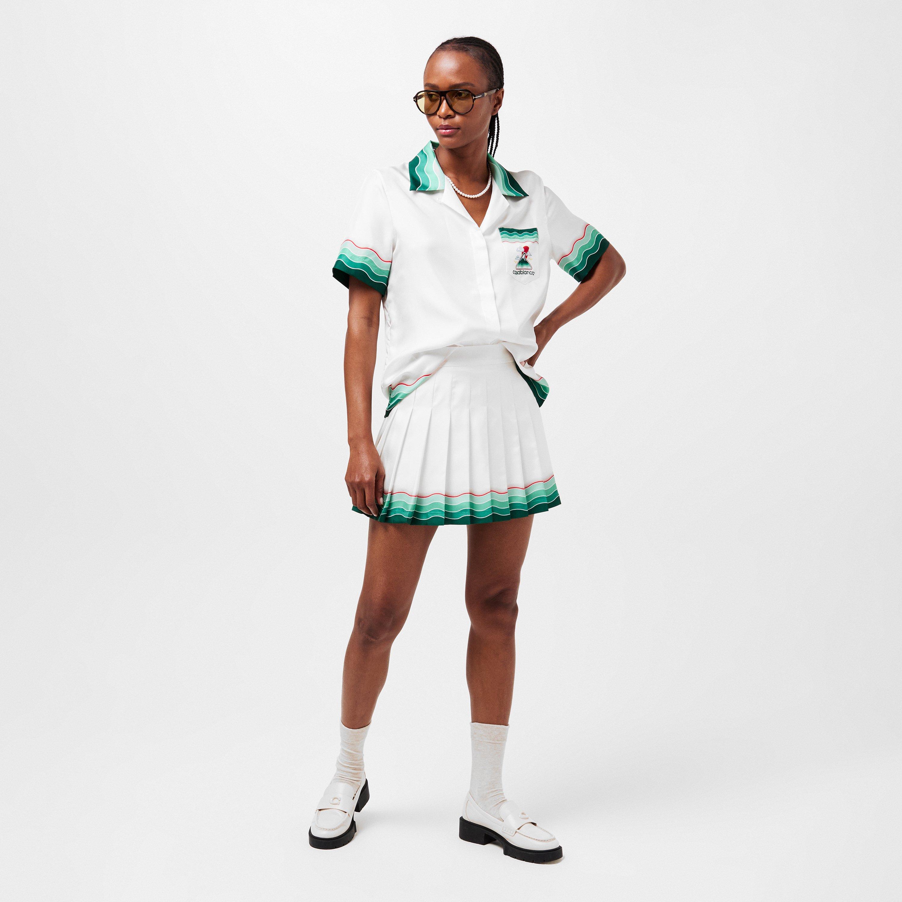 White - Casablanca - Women's Casa Logo Short-Sleeve Bowling Shirt - 6