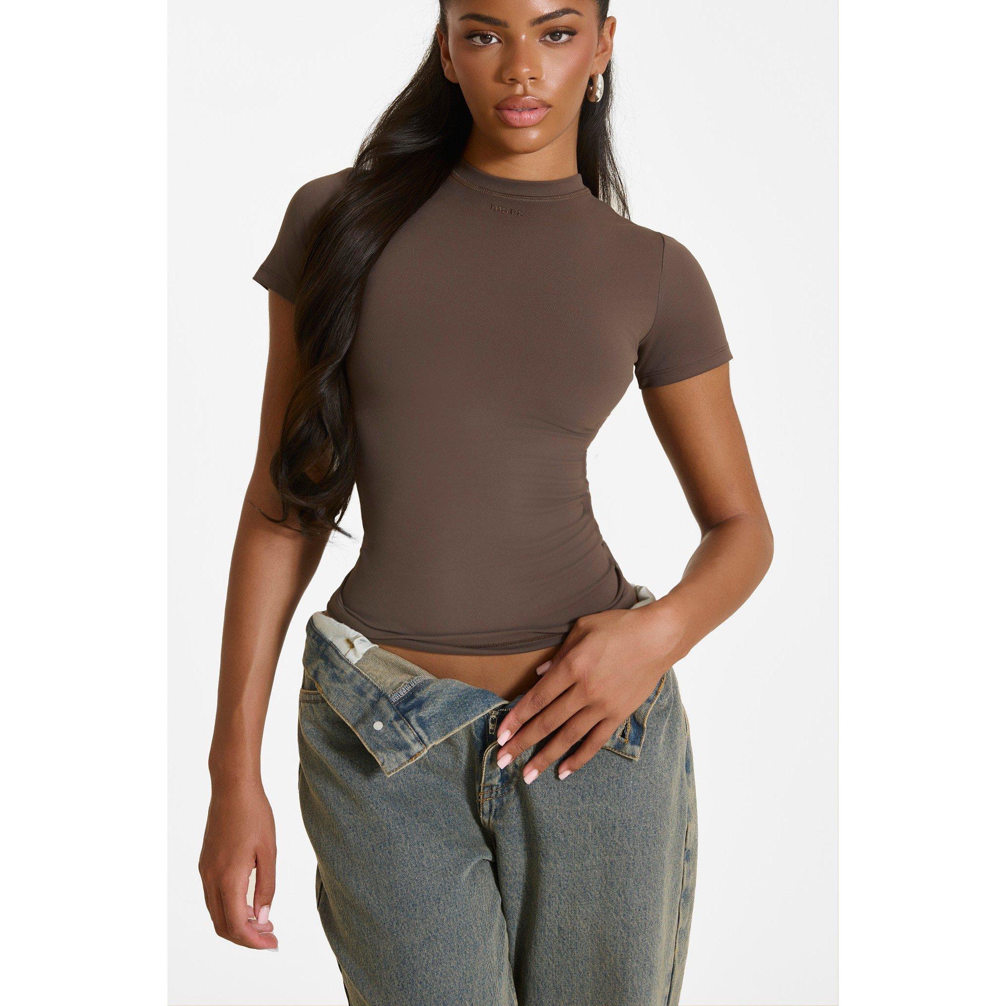 Chocolate - Mars The Label - Womens Sculpt Short Sleeve Top - 4
