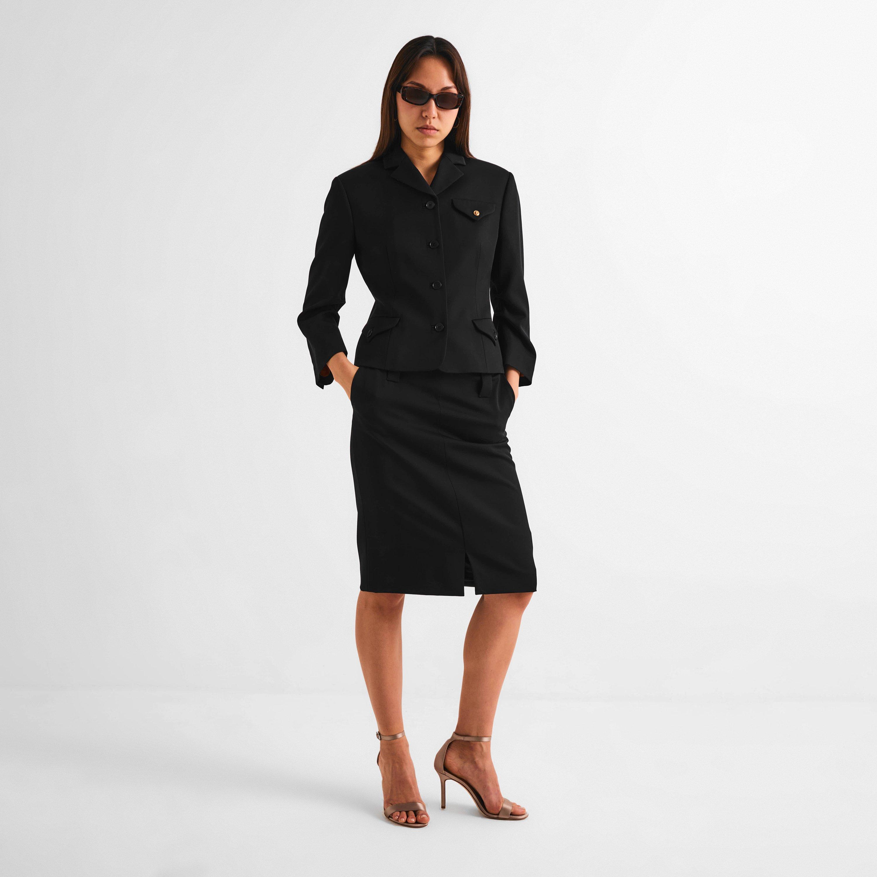 Black - Versace - Versace Wool Skirt Ld62 - 6