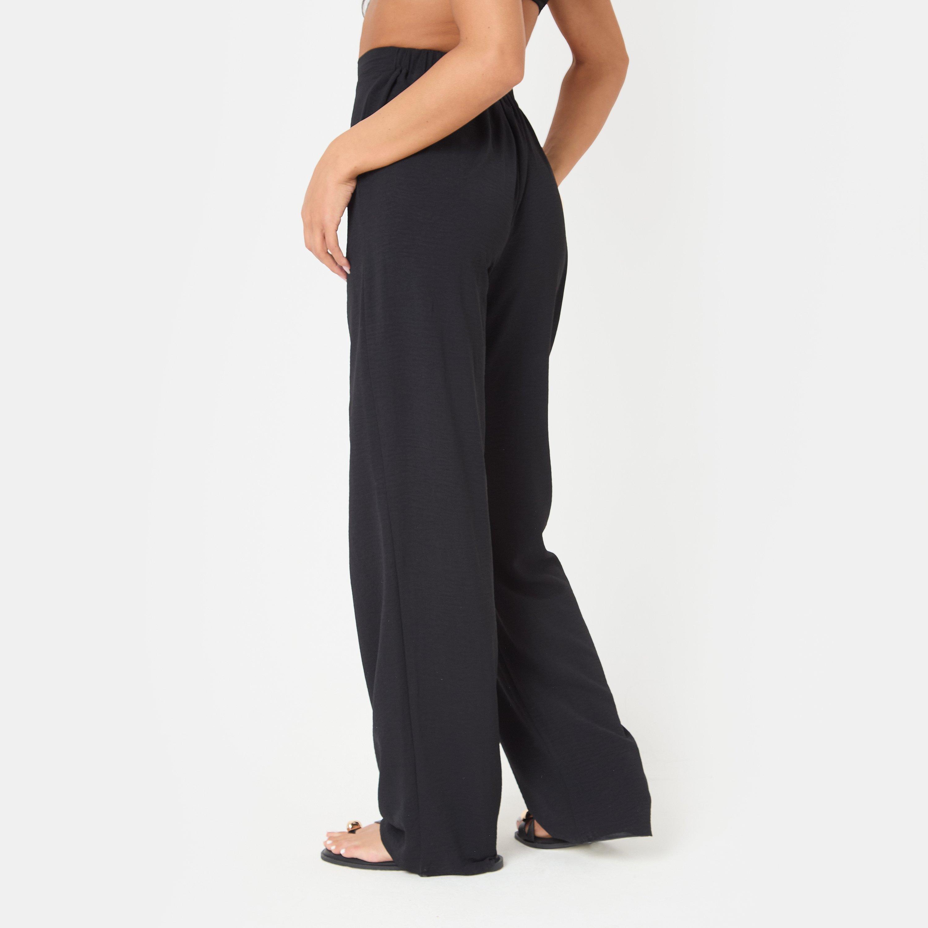 Black - I Saw It First - Soft Crepe Wide Leg Trousers - 4