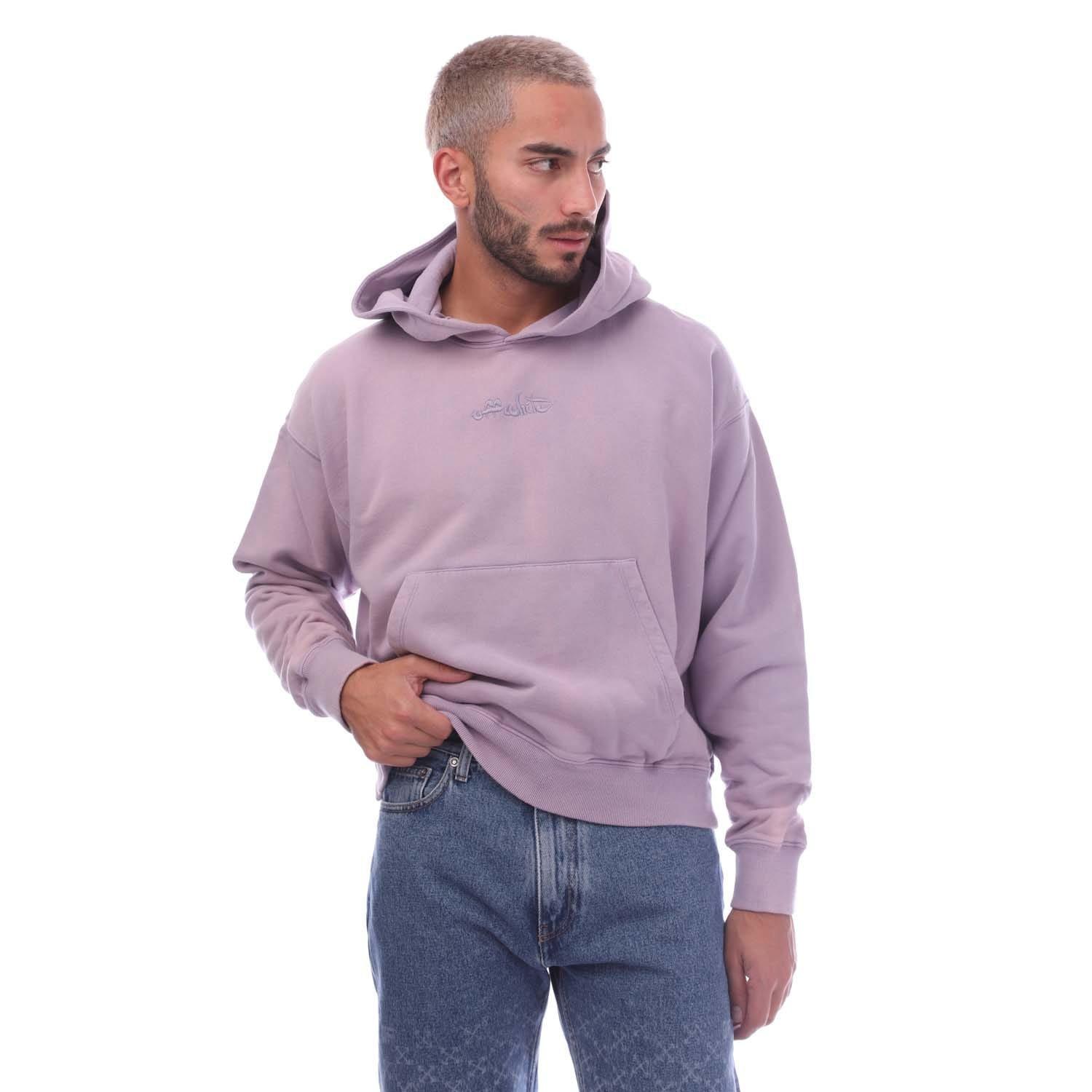 Lilac - Off White - Men's Laundry Script Skate Hoodie, Adjustable Drawstring Hood - 1