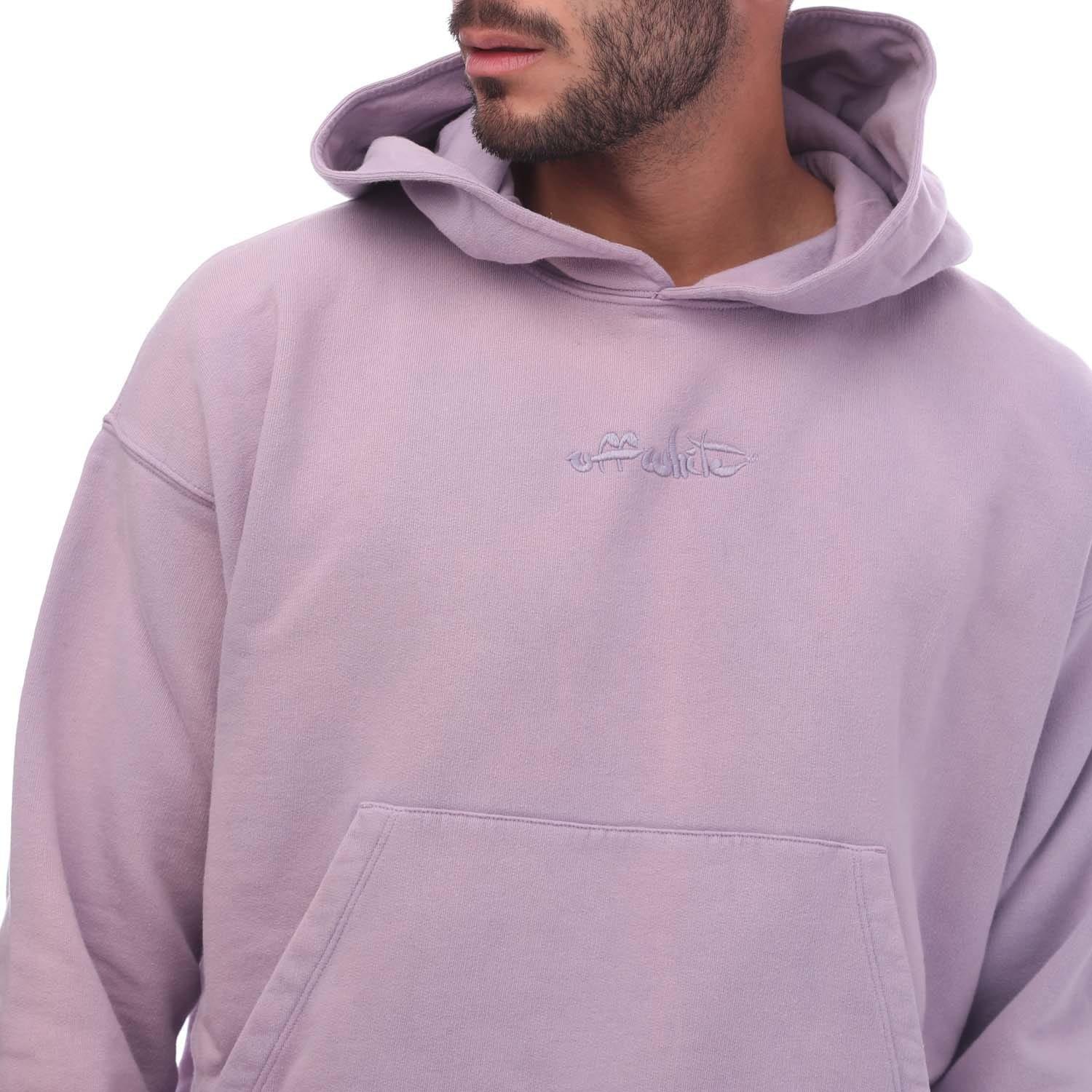 Lilac - Off White - Men's Laundry Script Skate Hoodie, Adjustable Drawstring Hood - 3