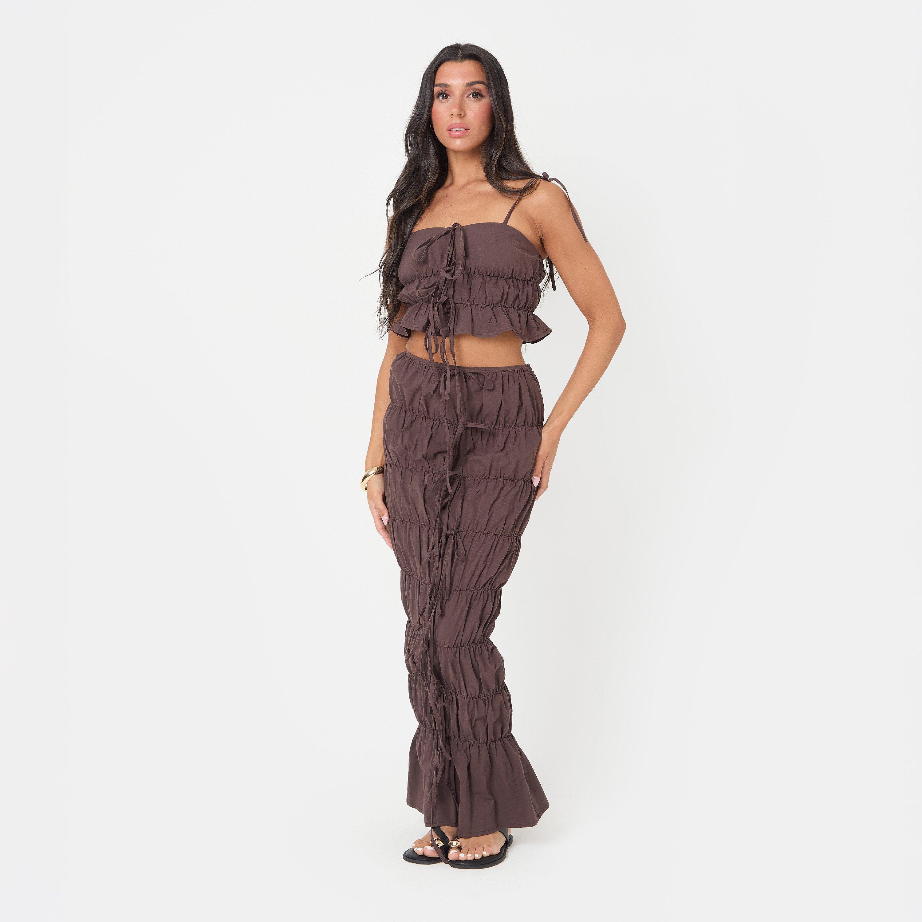 Chocolate - I Saw It First - Poplin Tie Maxi Skirt - 1