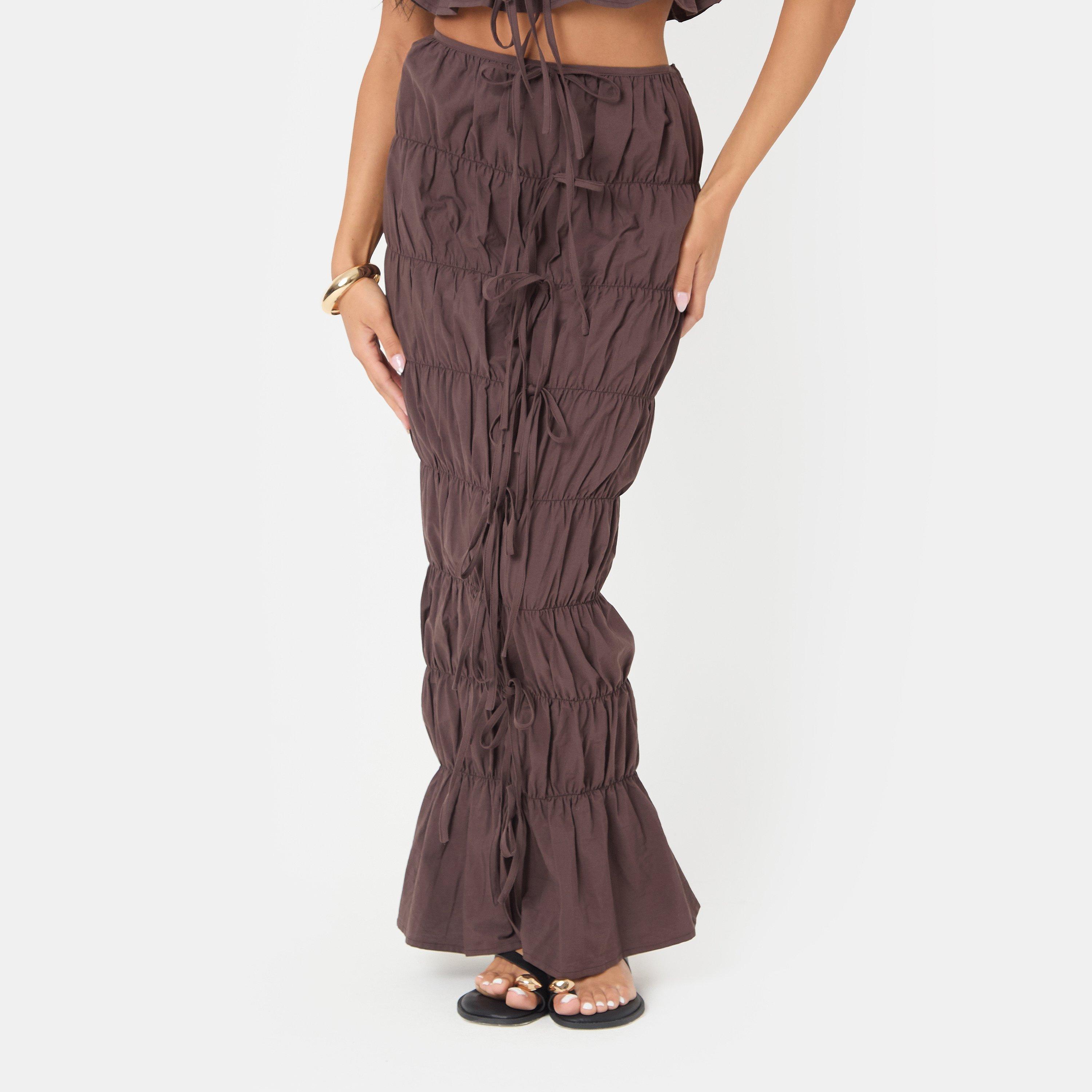 Chocolate - I Saw It First - Poplin Tie Maxi Skirt - 3
