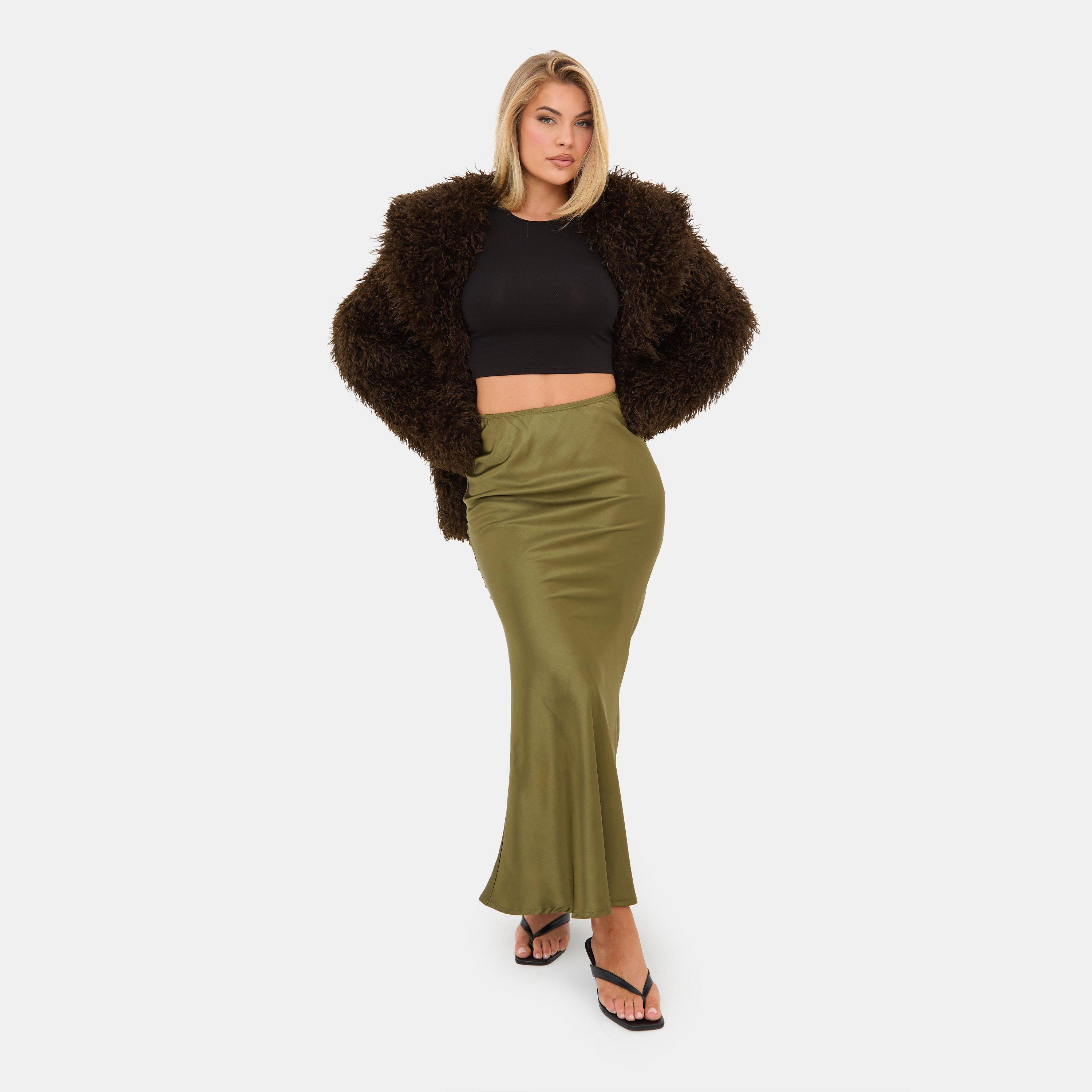 Khaki - I Saw It First - Maxi Bias Cut Satin Skirt - 4