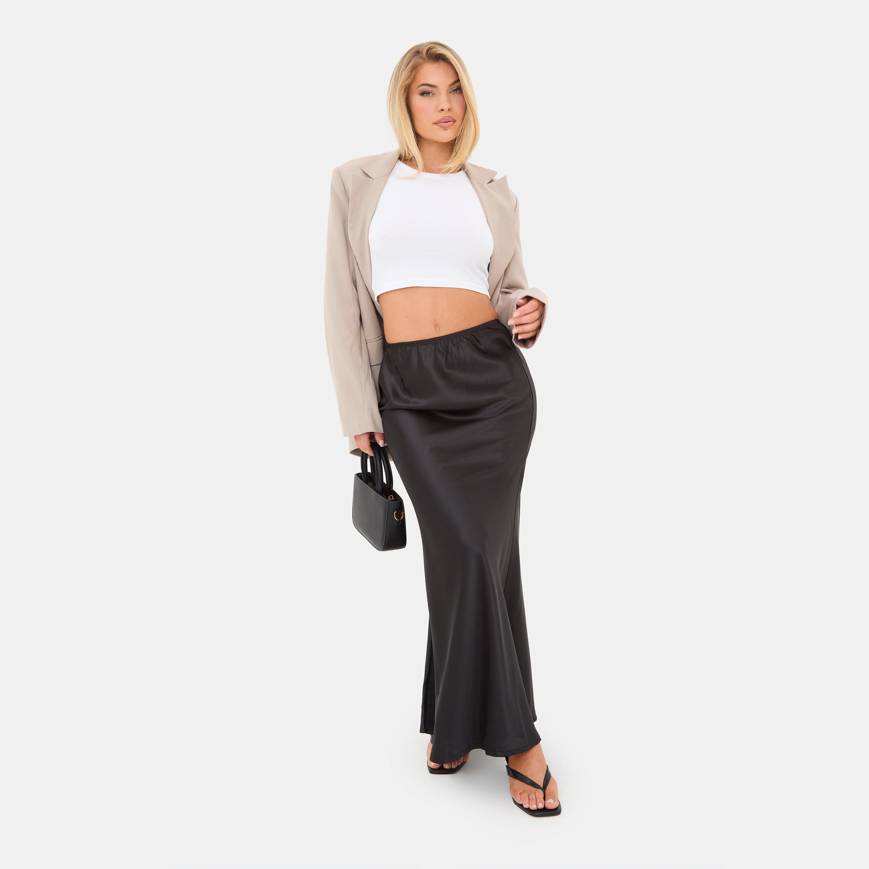 Maxi Bias Cut Satin Skirt