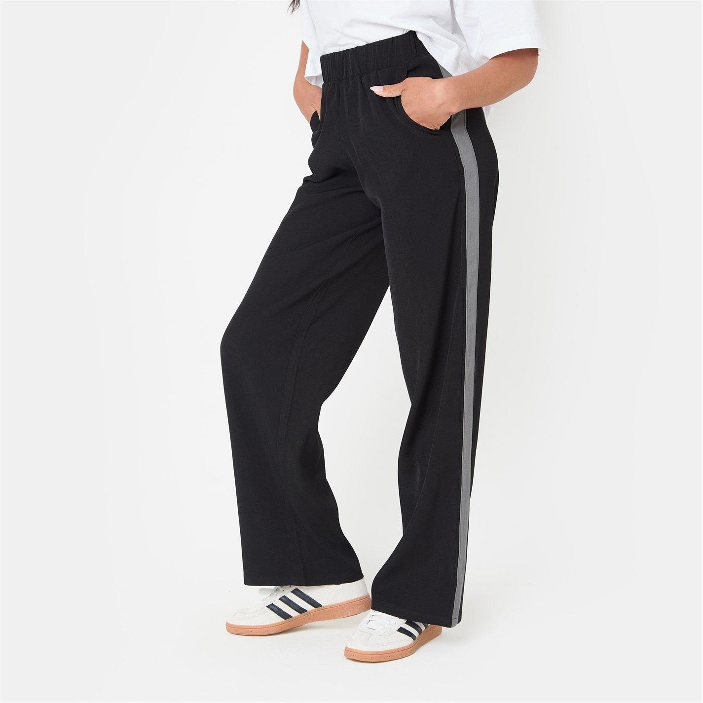 Black - I Saw It First - Straight Side Stripe Trousers - 1