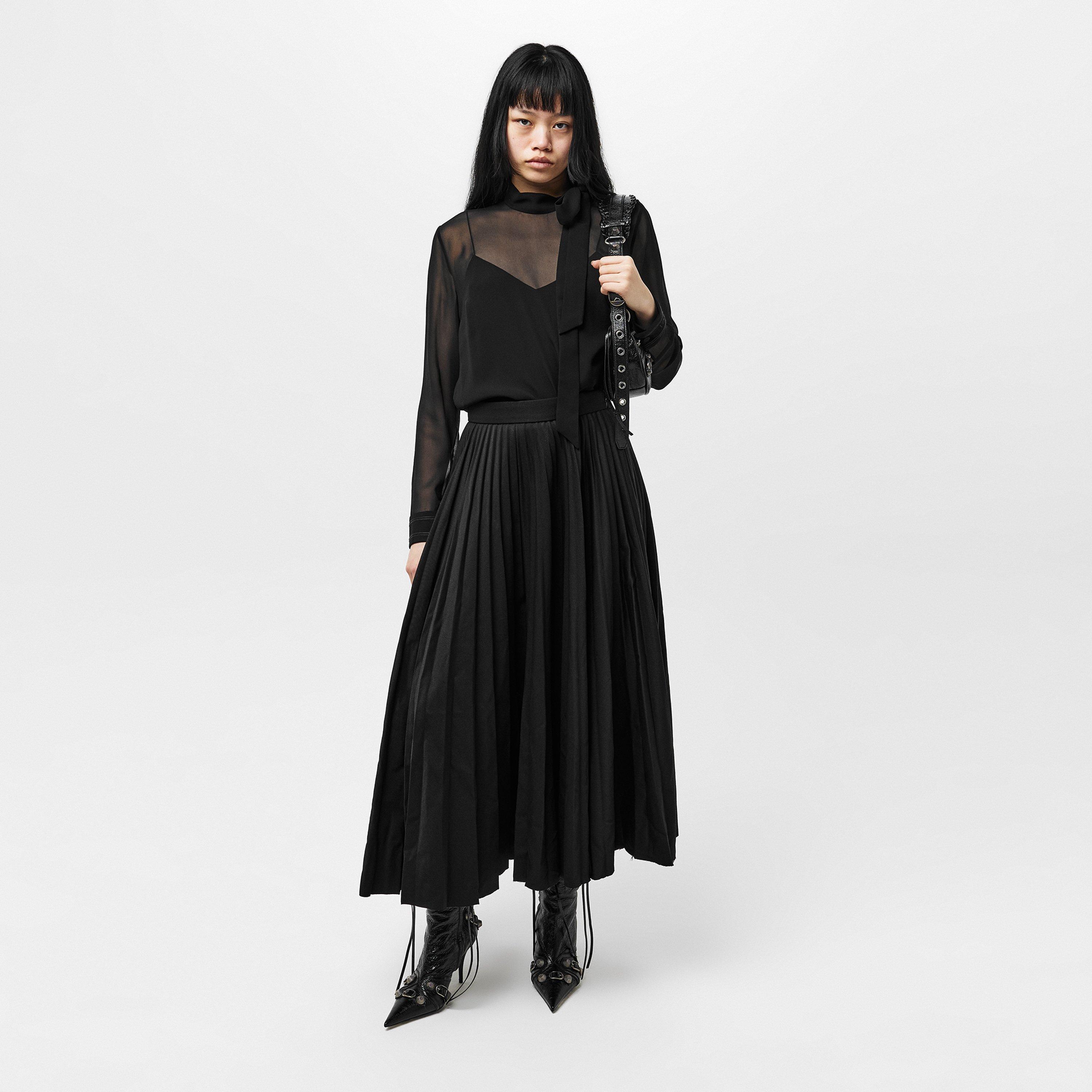 Black - Balenciaga - Creased Pleated Skirt - 5