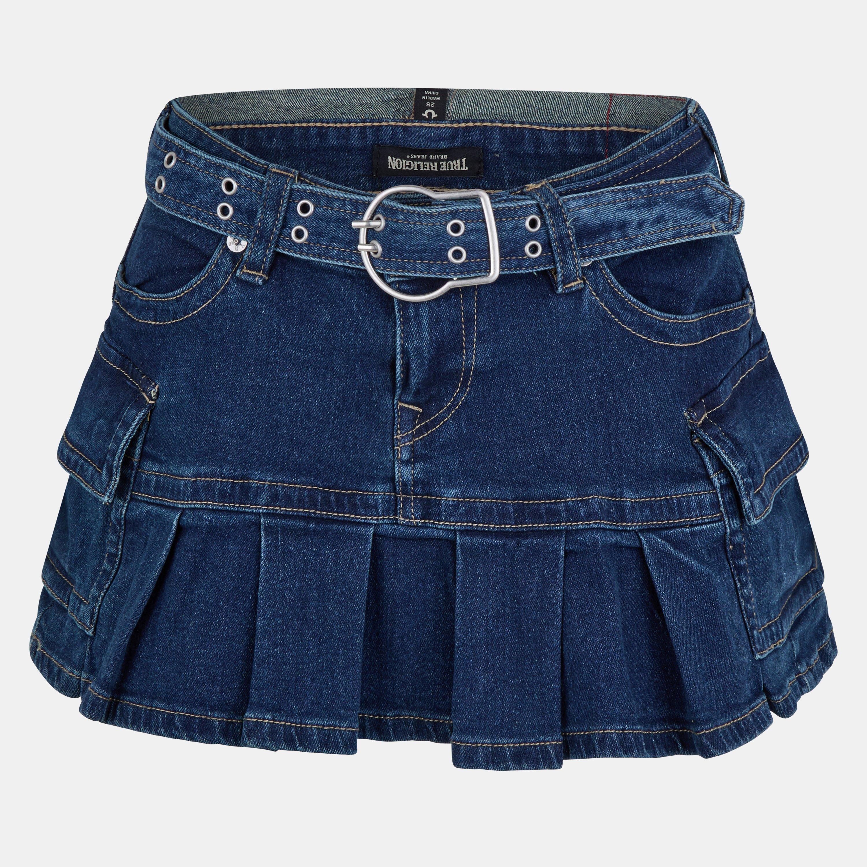 La Serena - True Religion - Women's Belted Cargo Denim Skirt - 1