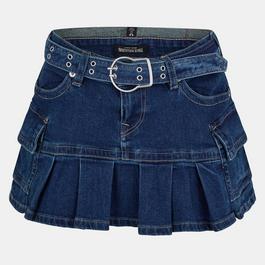 True Religion Belted Cargo Denim Skirt
