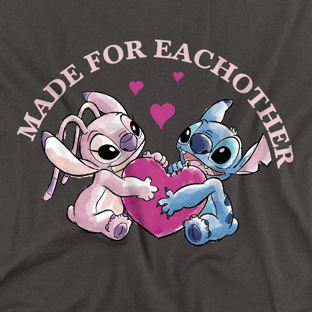 Charcoal - Disney - Lilo Stitch Made for Each Other Long Sleeve T-Shir - 2