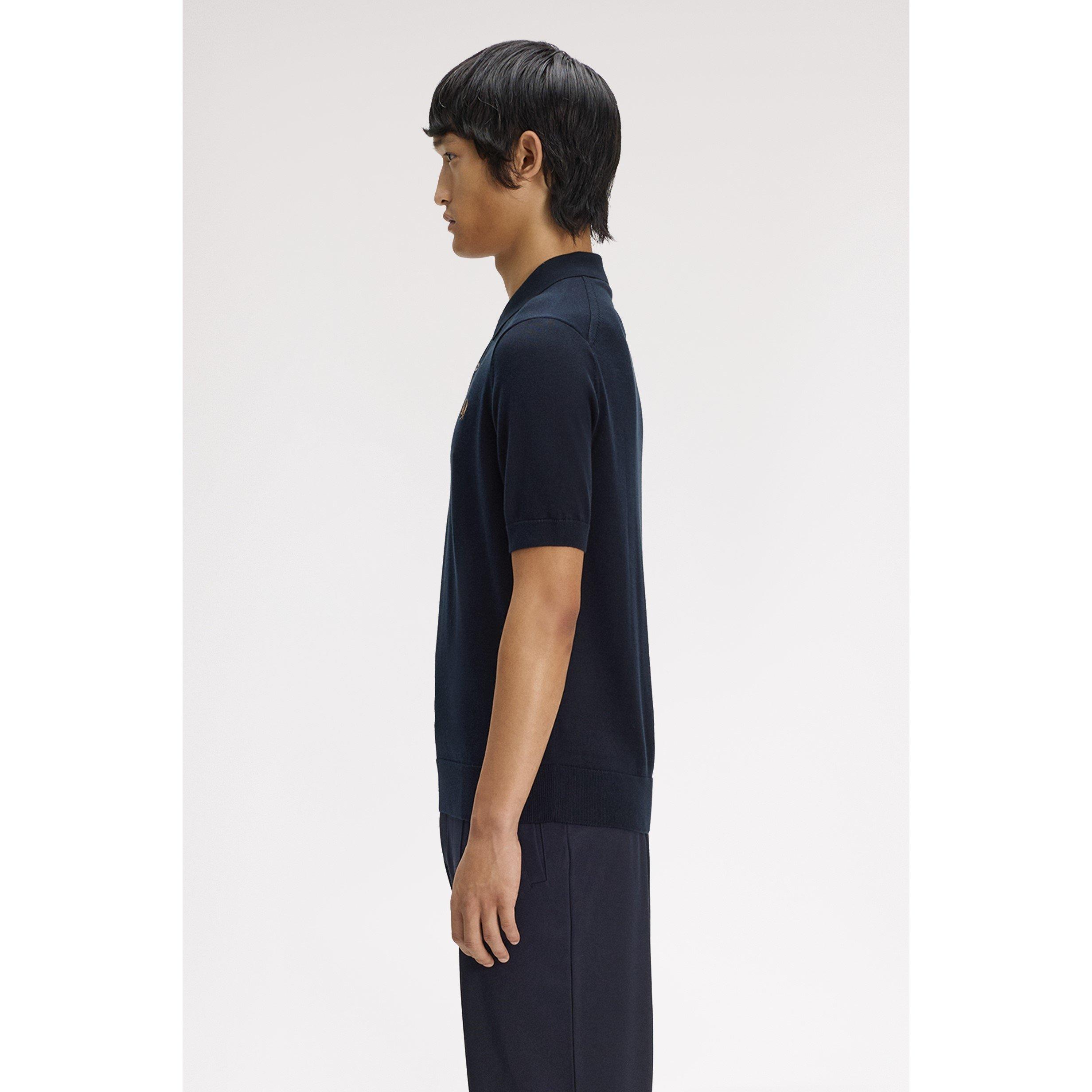 Navy 608 - Fred Perry - Men's Knitted Short Sleeve Polo Shirt - 4