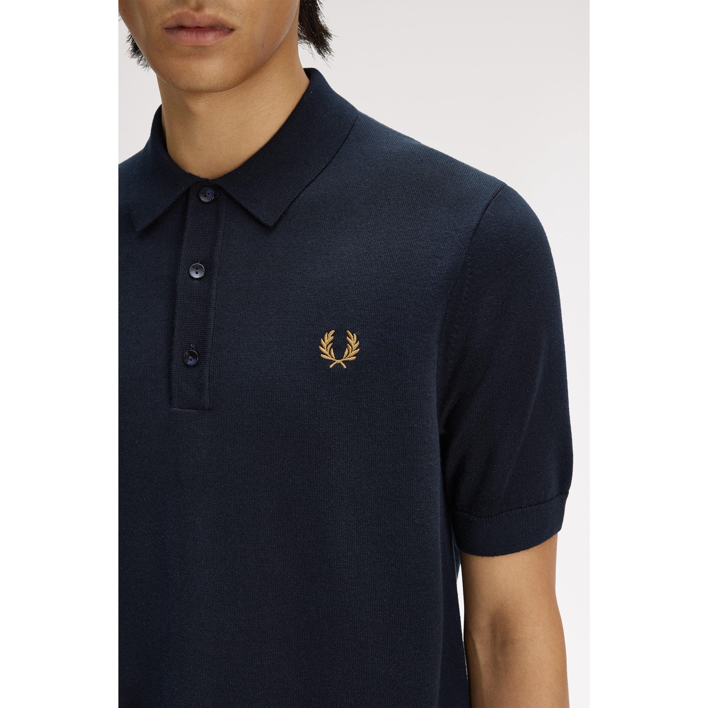 Navy 608 - Fred Perry - Men's Knitted Short Sleeve Polo Shirt - 5