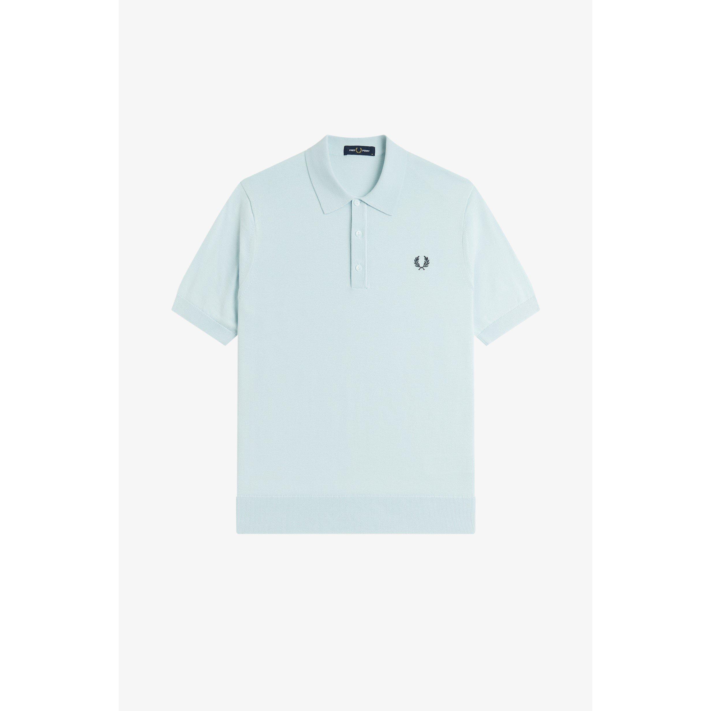 Fred Perry Men's Knitted Short Sleeve Polo Shirt - Light Ice R30 - M