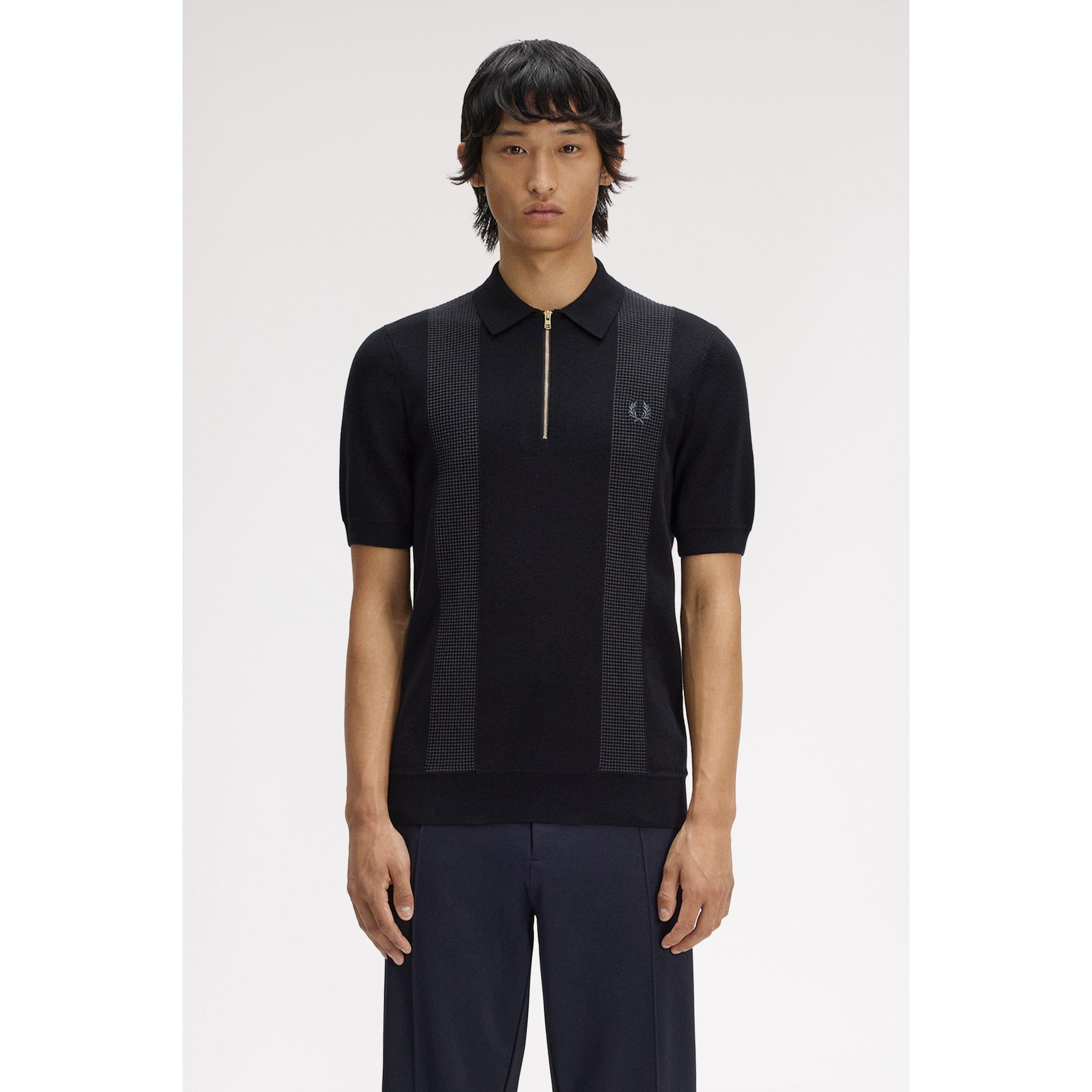 Black 102 - Fred Perry - Men's Knitted Short Sleeve Polo Shirt - 3