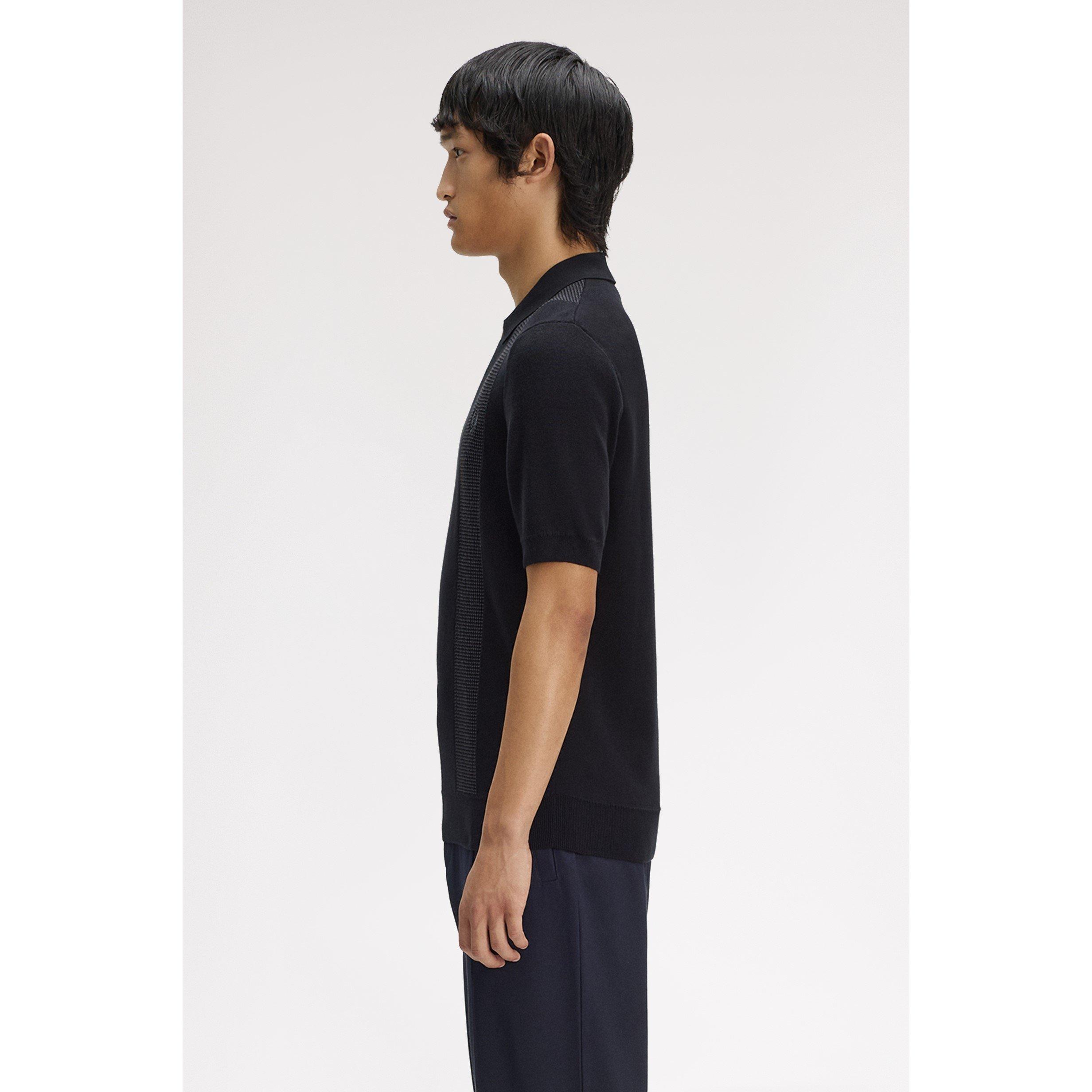 Black 102 - Fred Perry - Men's Knitted Short Sleeve Polo Shirt - 4