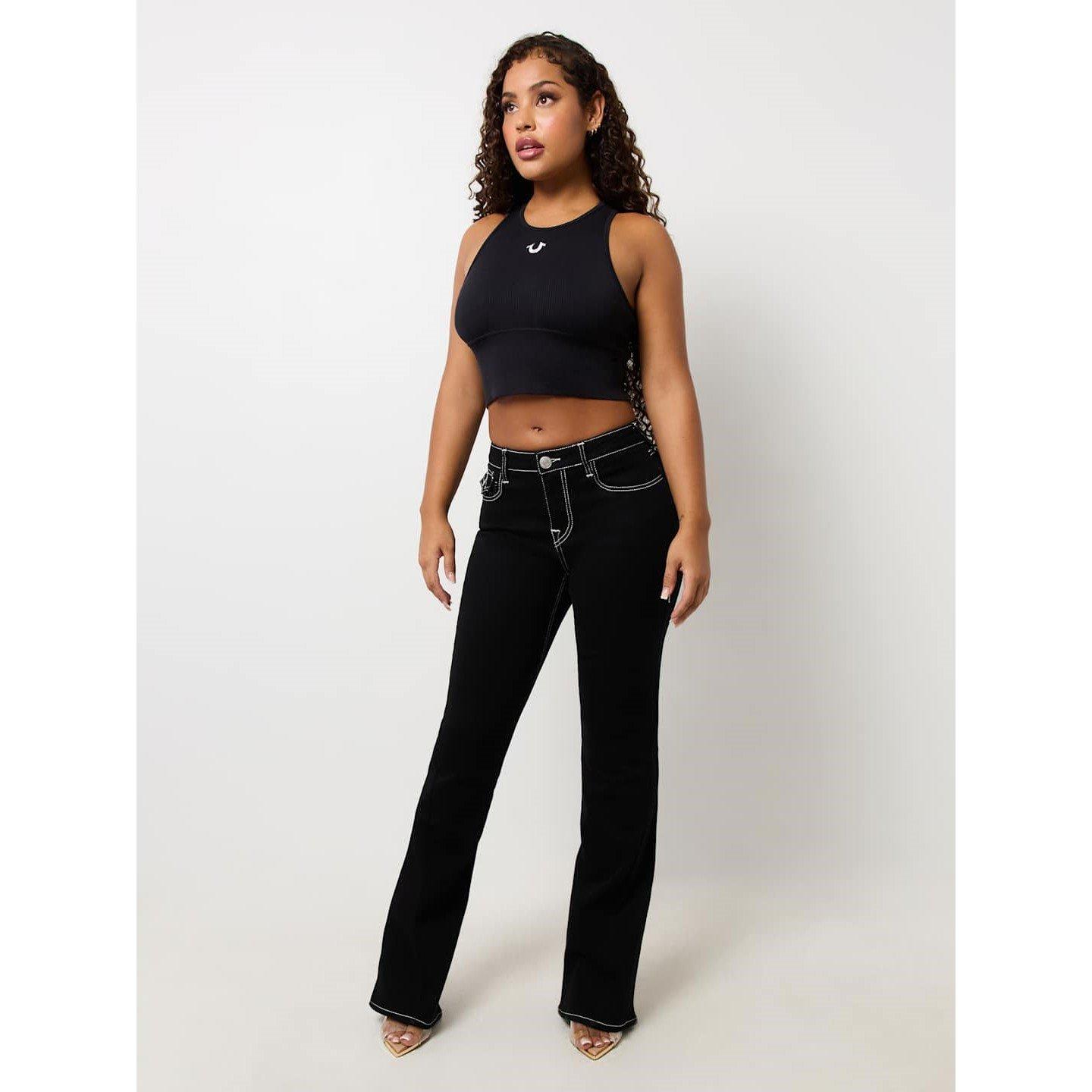 Zwarte spoeling - True Religion - Mid Rise Flap Flared Jeans - 4