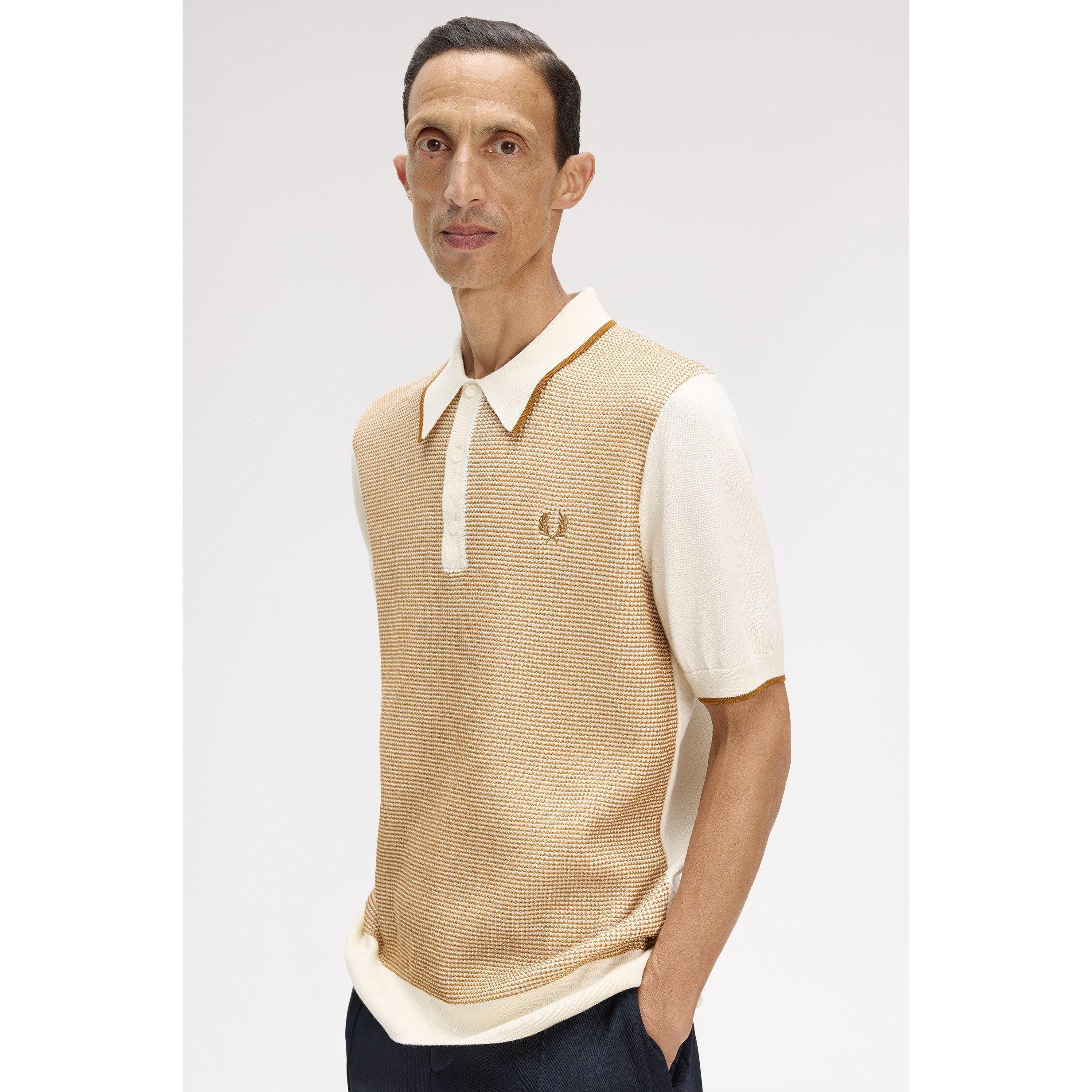 Ecru 560 - Fred Perry - Men's Knitted Short Sleeve Polo Shirt - 3
