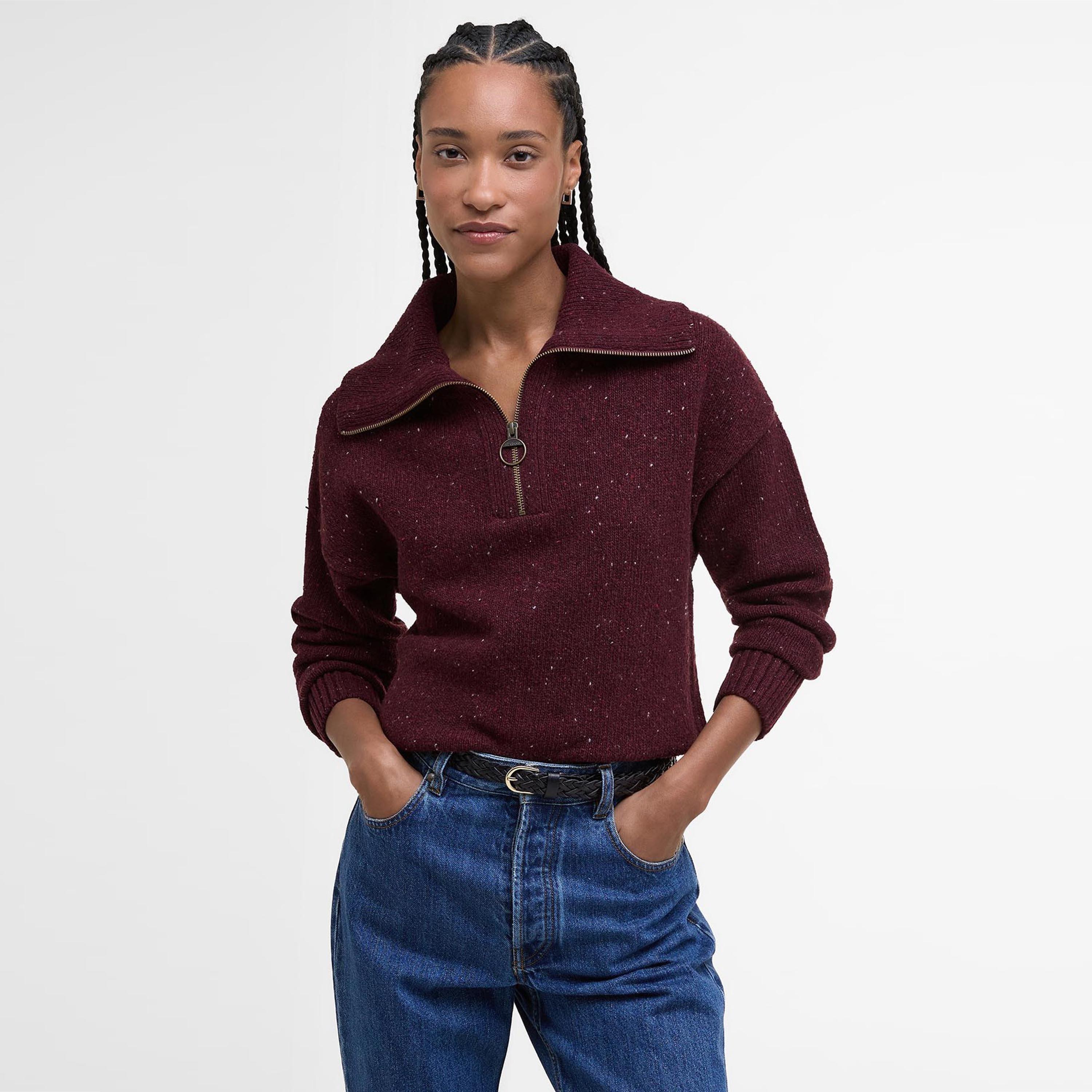 Black Cherry - Barbour - Lavensale Half Zip Jumper - 2