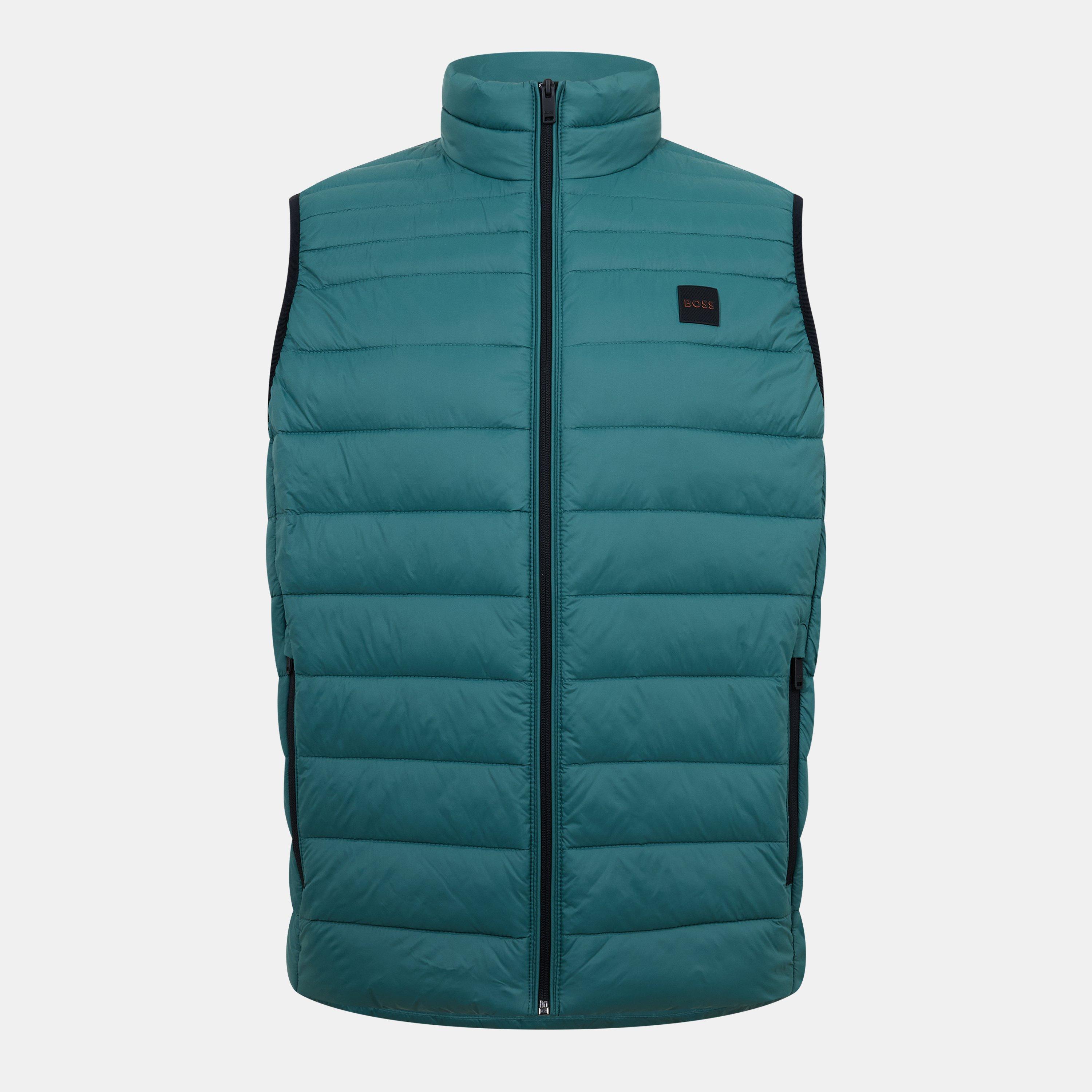 Boss Mens BOSS ORANGE Padded Lightweight Gilet - Tailored Fit (Odeno) - Open Green 369 - S