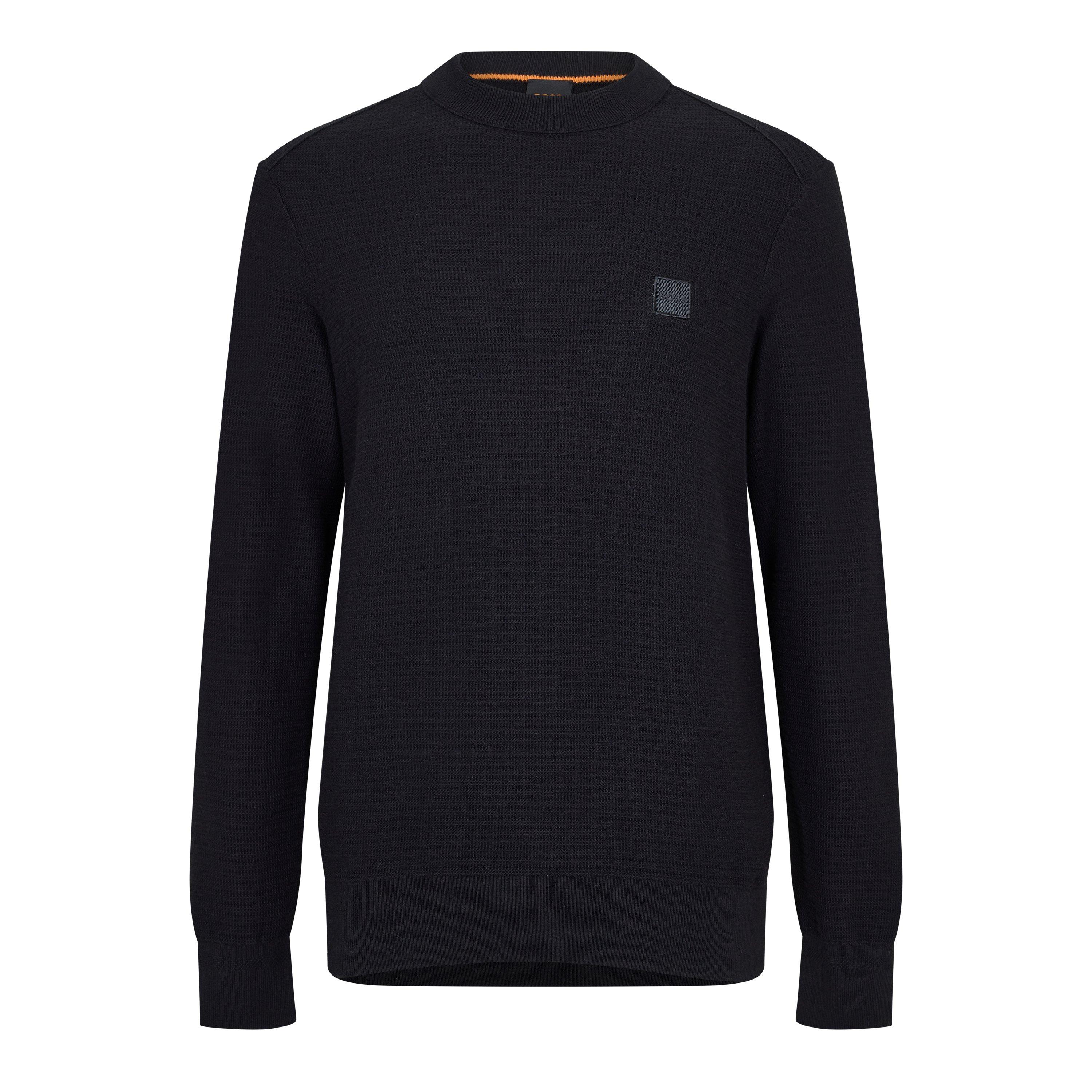 Boss Men's Anion Orange Cotton Cashmere Long Sleeve Crew Neck Jumper