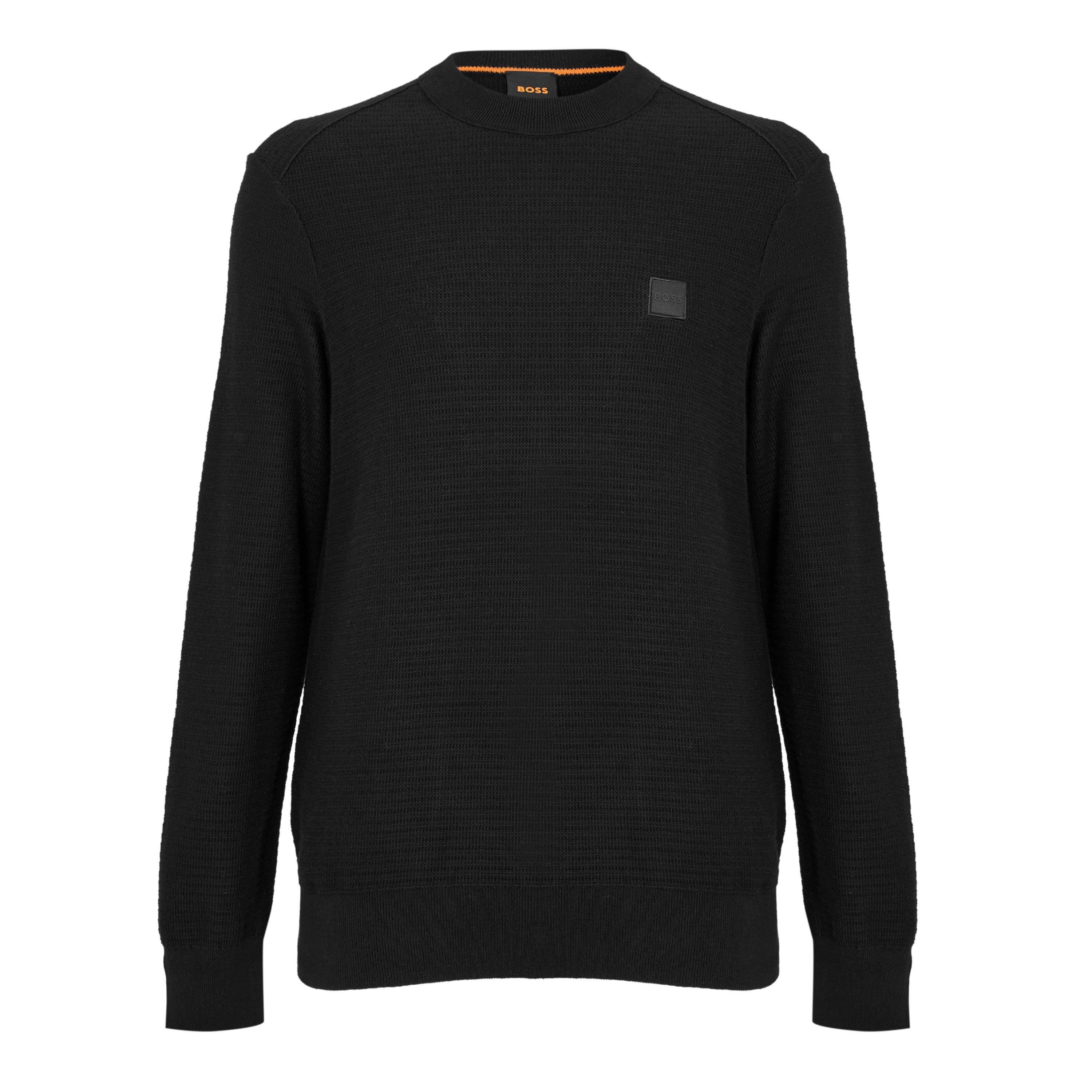 Boss Mens BOSS ORANGE Cotton-Cashmere Long Sleeve Crew Neck Jumper (Anion) - Black - XL