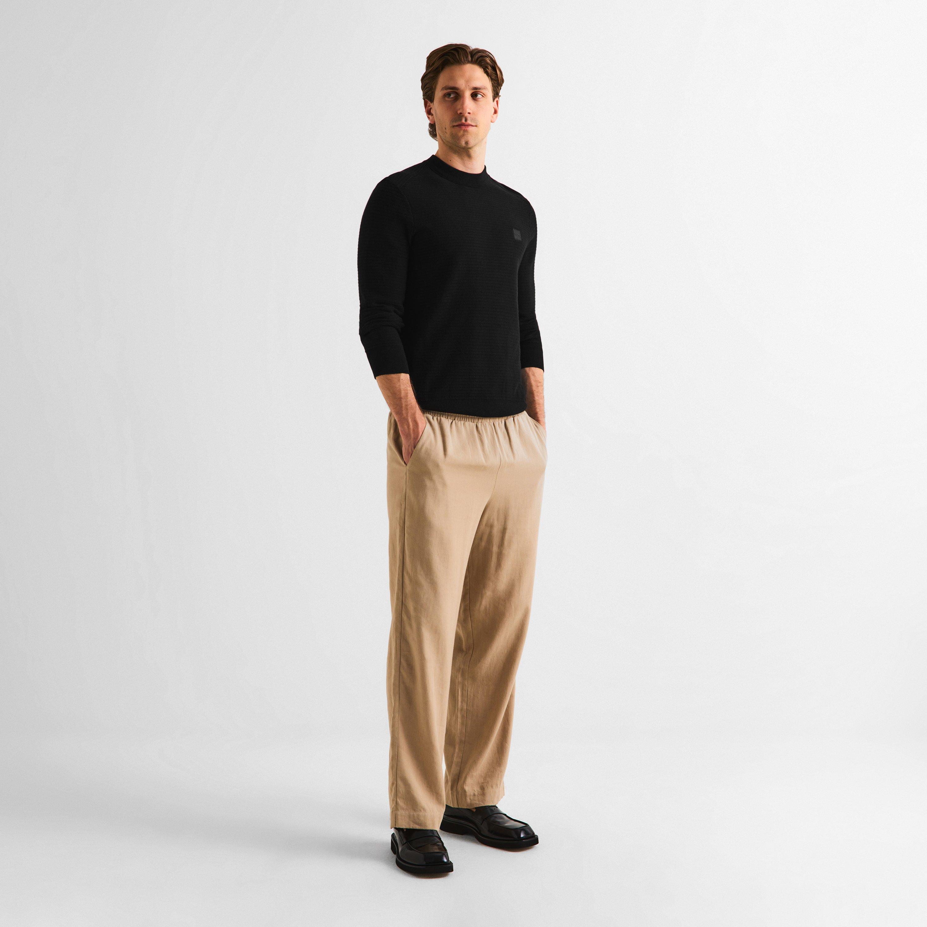 Black - Boss - Mens BOSS ORANGE Cotton-Cashmere Long Sleeve Crew Neck Jumper (Anion) - 6