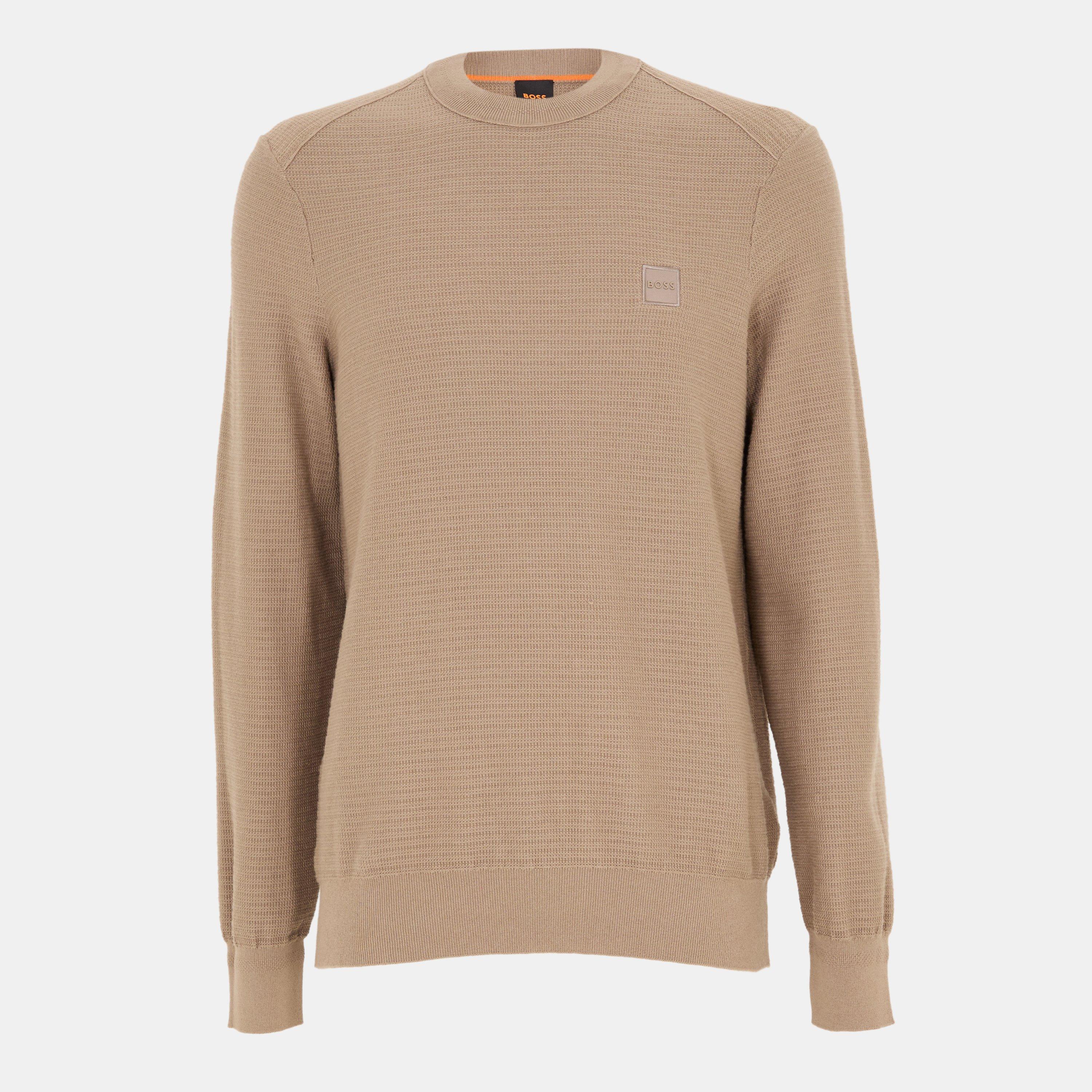 Boss Mens BOSS ORANGE Cotton-Cashmere Long Sleeve Crew Neck Jumper (Anion) - Open Green 346 - M