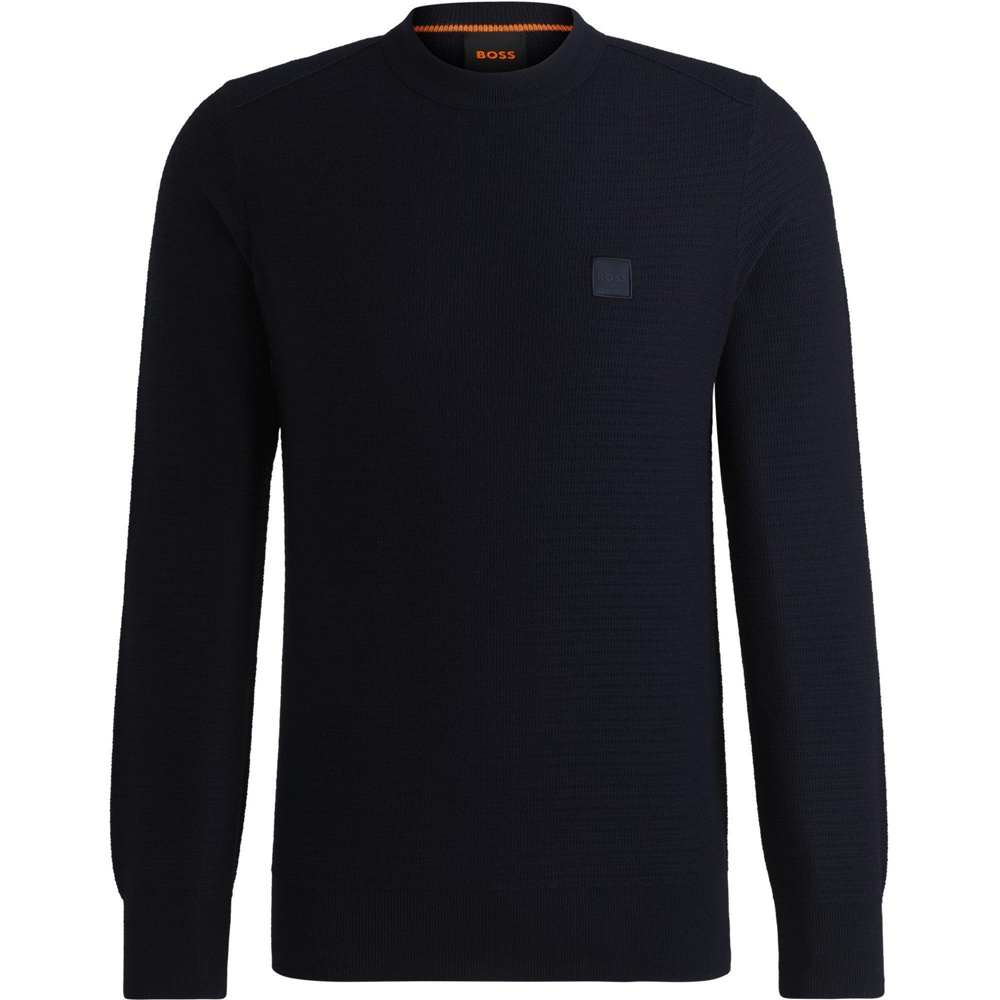 Dark Blue 404 - Boss - Mens BOSS ORANGE Cotton-Cashmere Long Sleeve Crew Neck Jumper (Anion) - 1