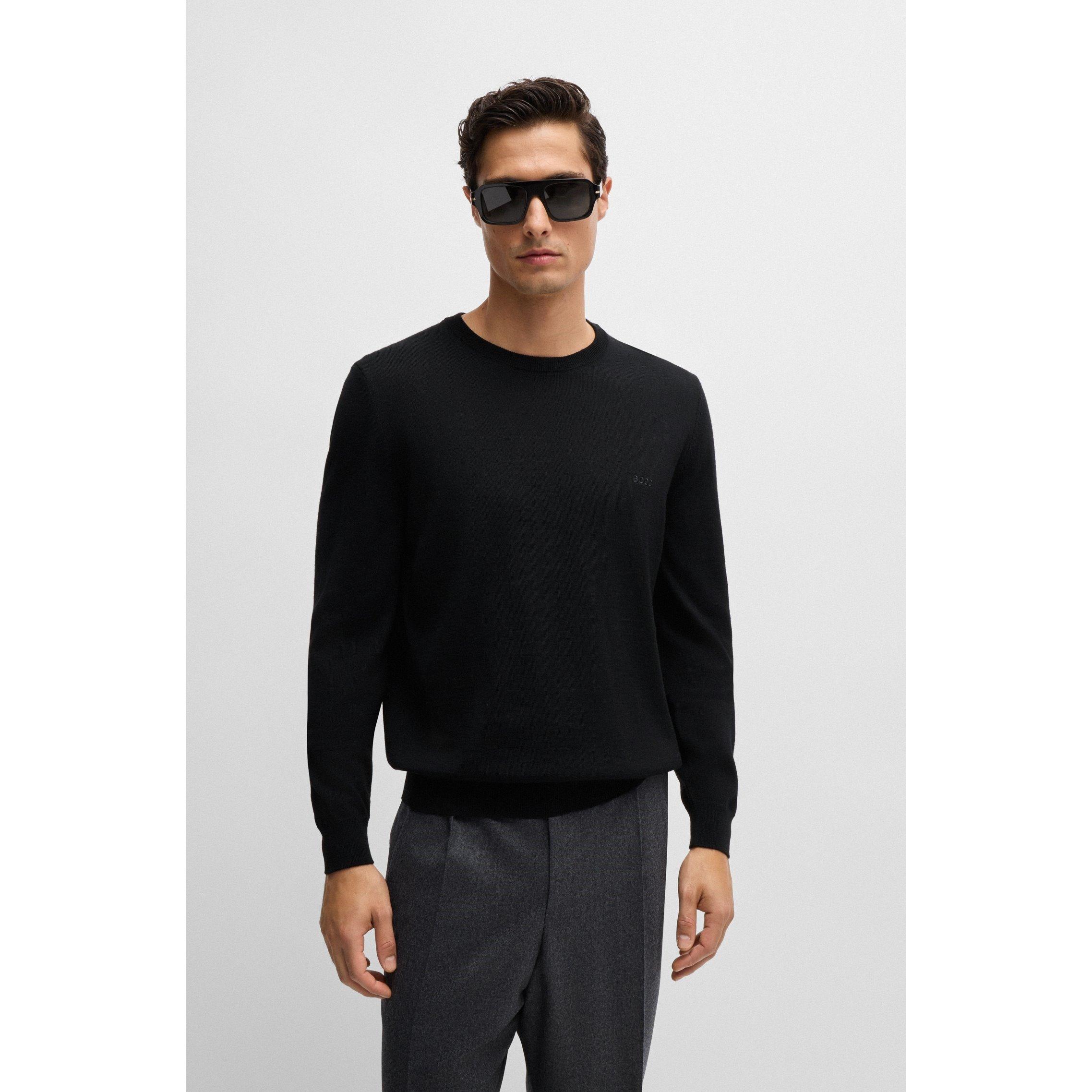 Black 001 - Boss - Men's HBB Botto Knitted Crew Jumper - 2