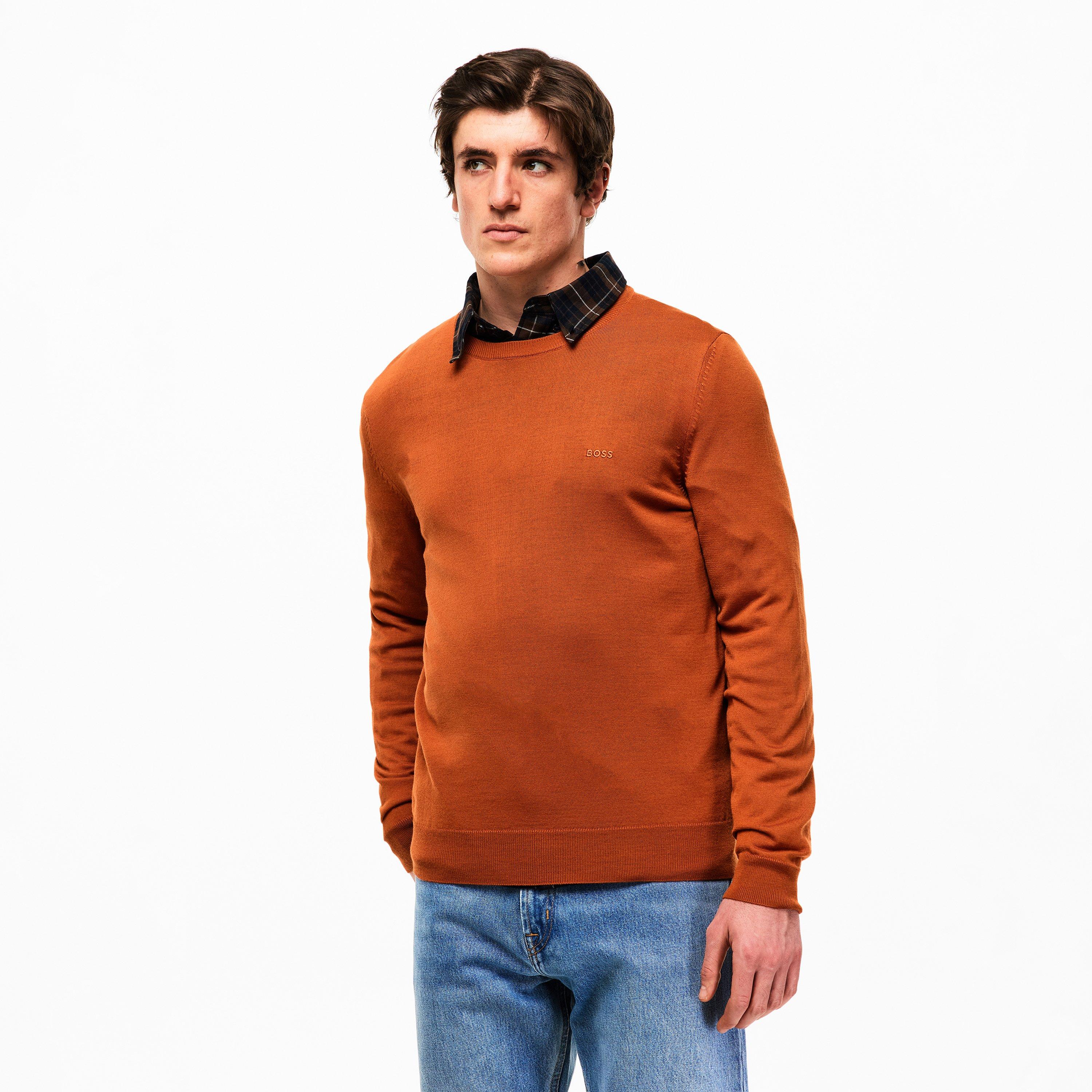 Dark Orange 809 - Boss - Men's Botto Black Knitted Crew Neck Jumper - 3