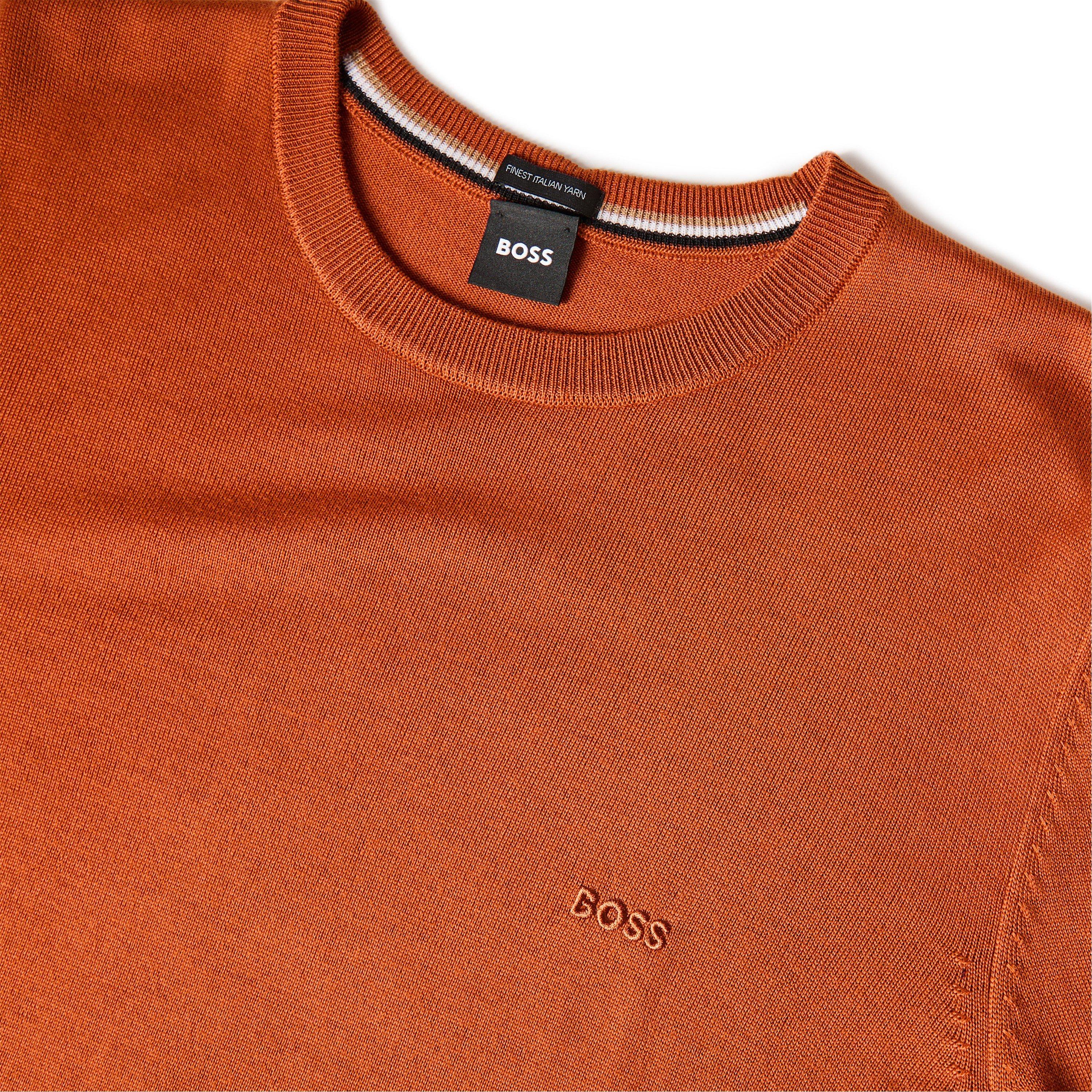 Dark Orange 809 - Boss - Men's Botto Black Knitted Crew Neck Jumper - 5