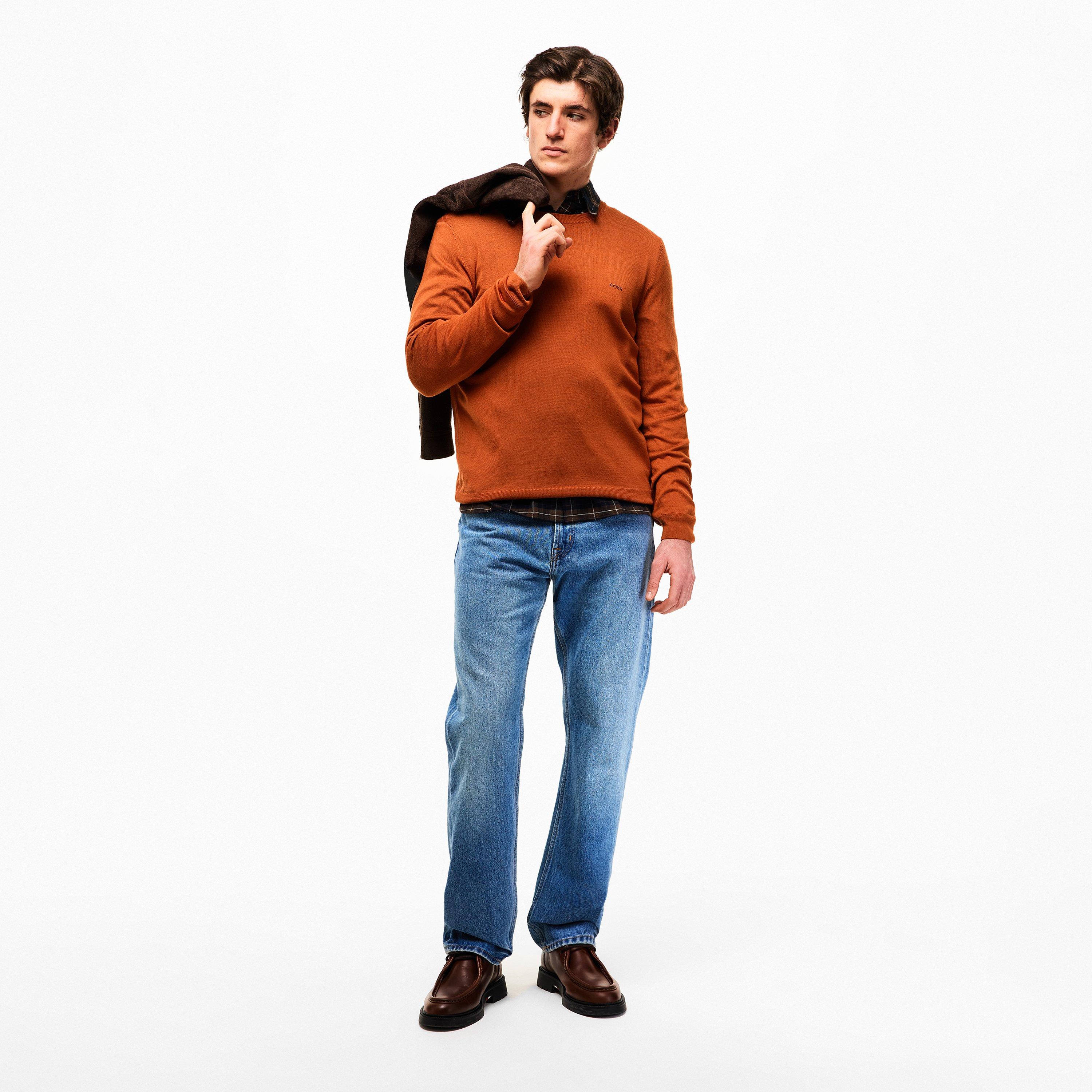 Dark Orange 809 - Boss - Men's Botto Black Knitted Crew Neck Jumper - 6