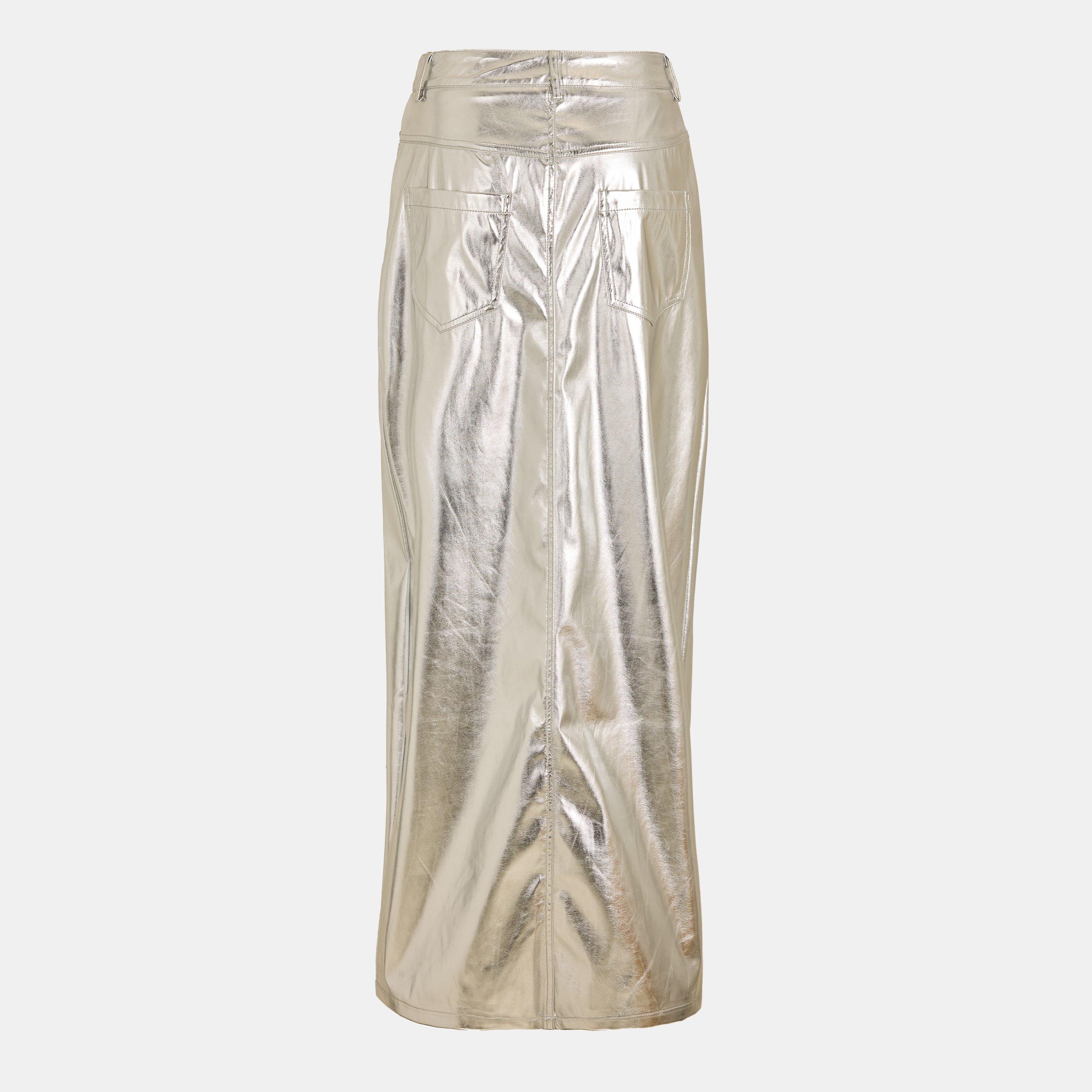 Silver - AmyLynn - Metallic Maxi Skirt - 2